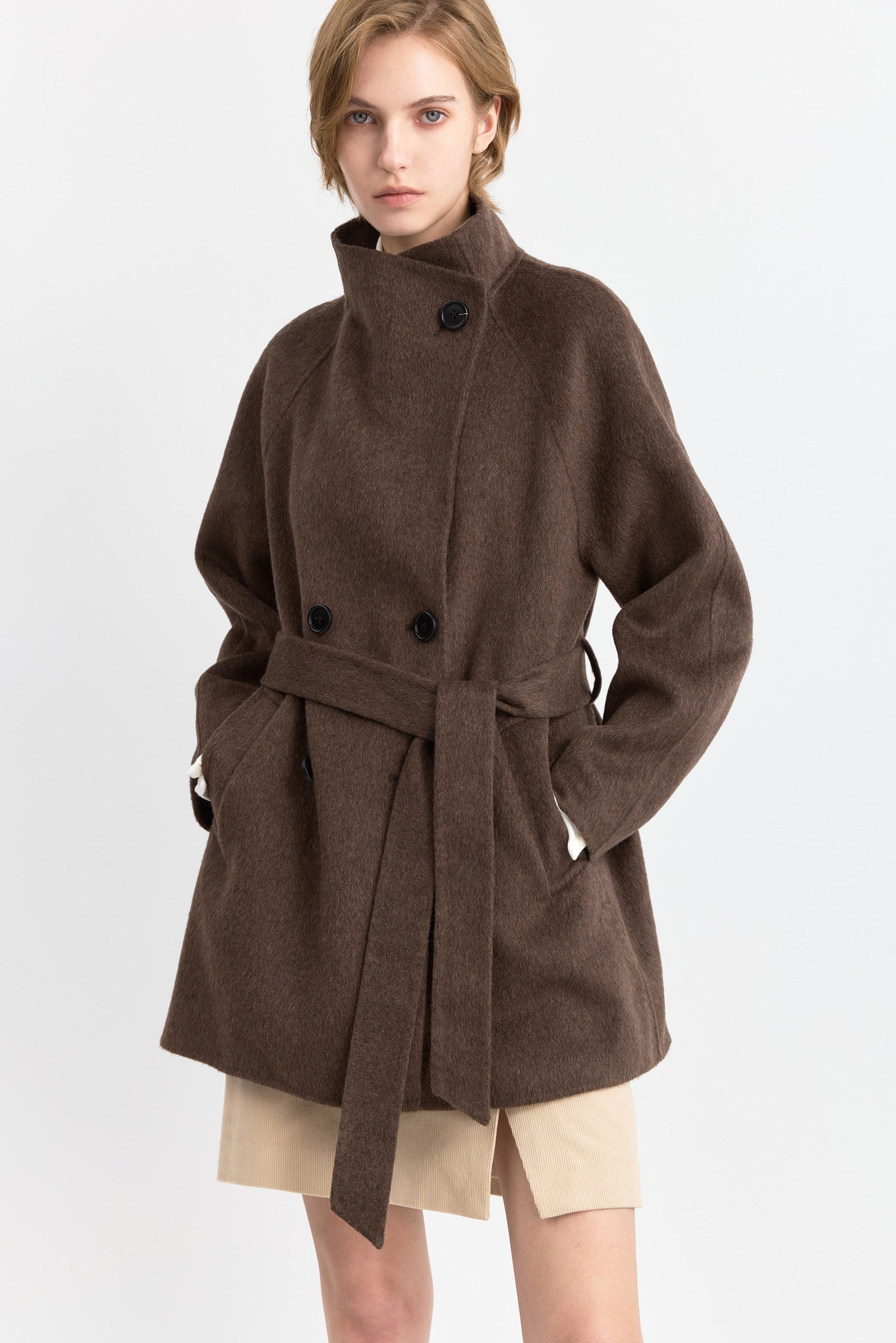 LILY Wool Belted Double-Faced Coat, view 2