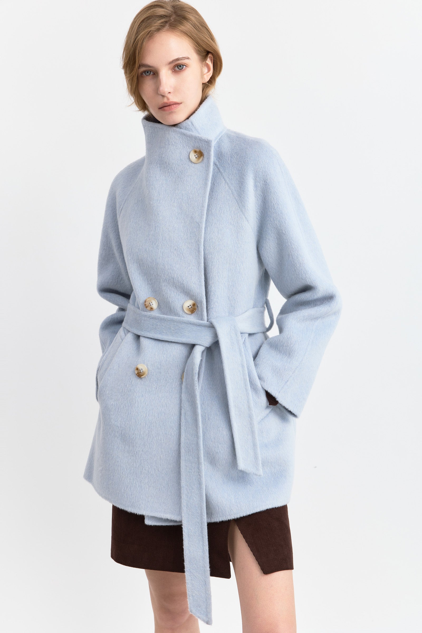 LILY Wool Belted Double-Faced Coat, view 3