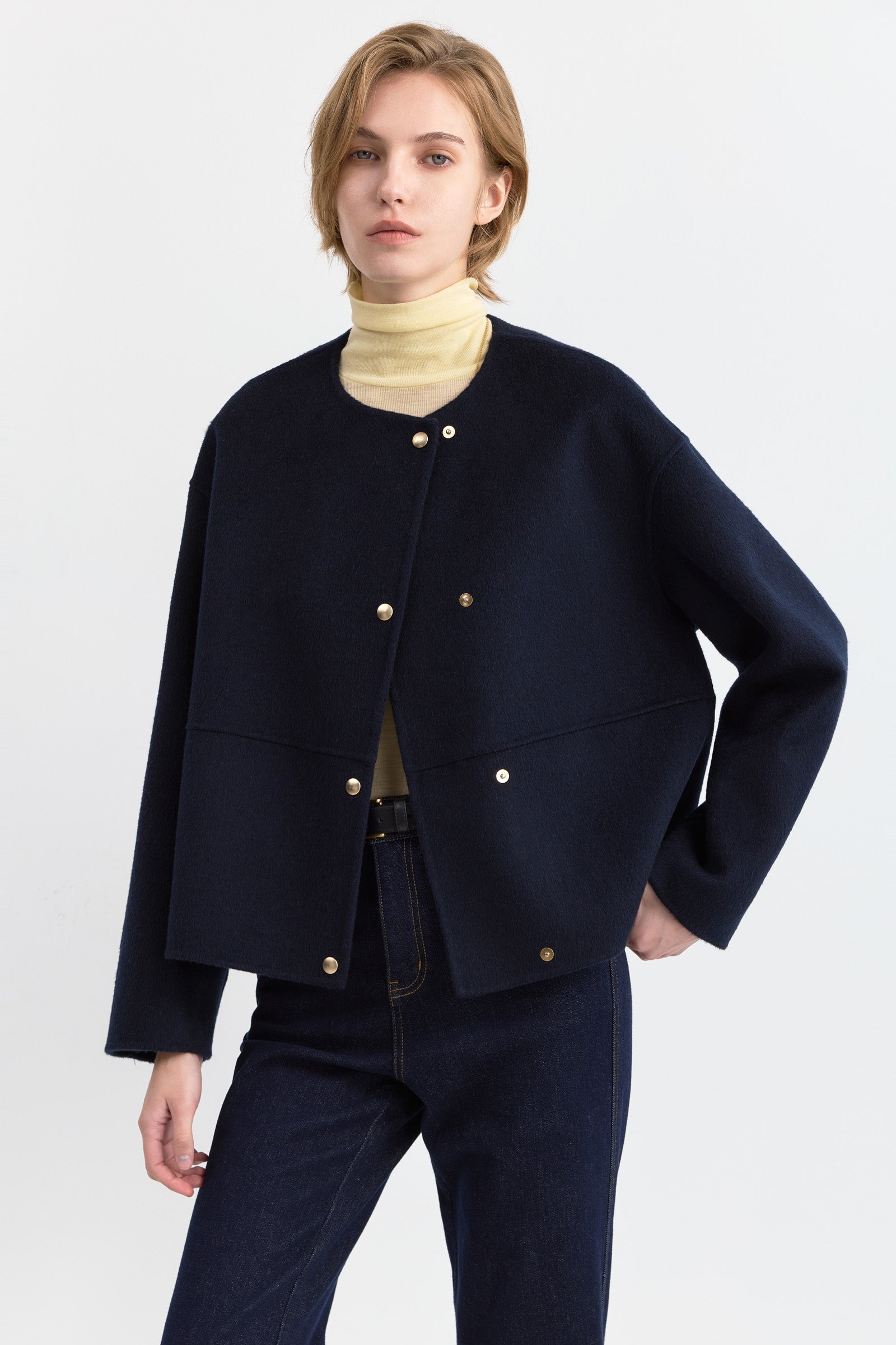 LILY Wool-Blend Double-Faced Short Coat by LILY STUDIO