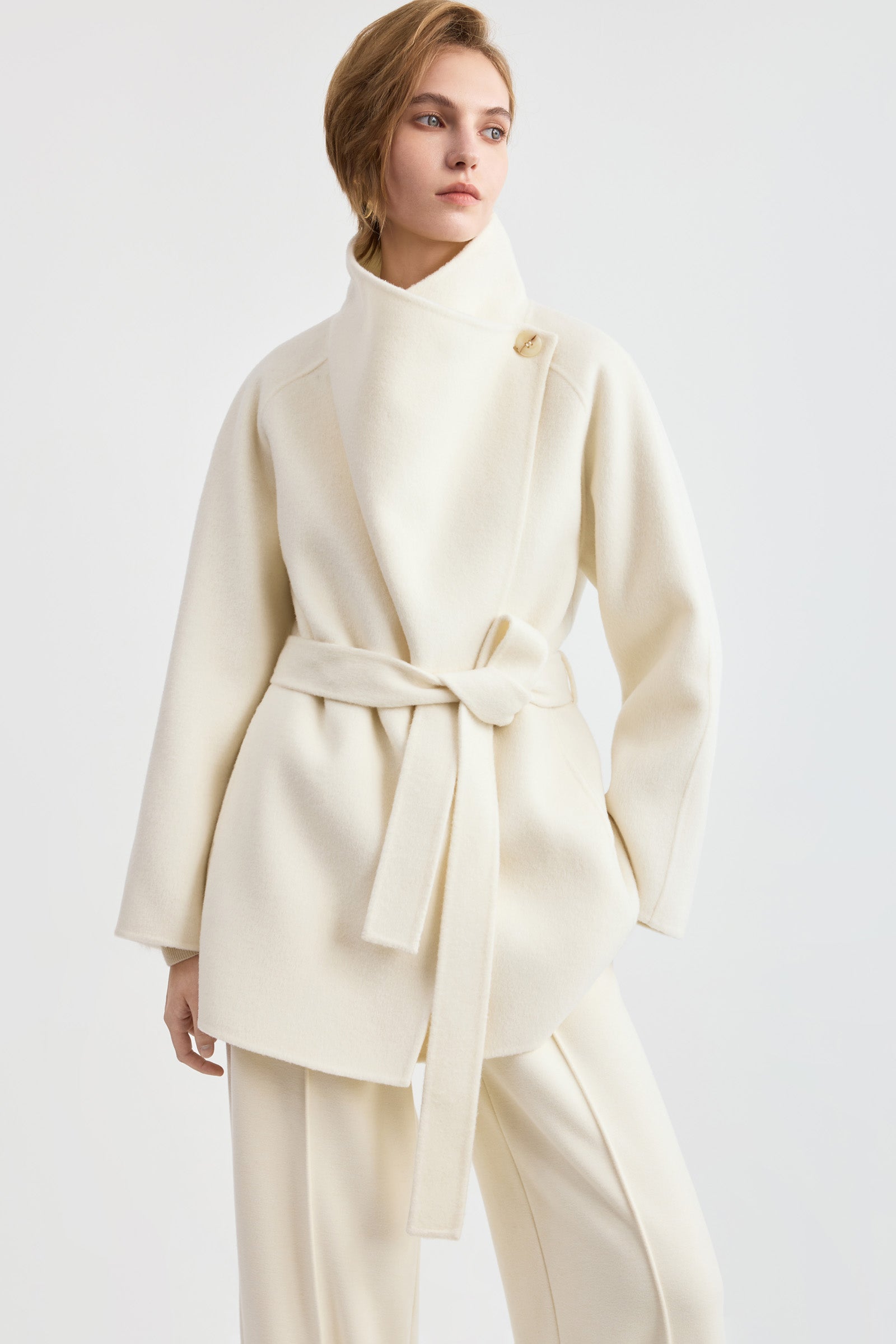 LILY Wool-Blend Draped Collar Coat by LILY STUDIO