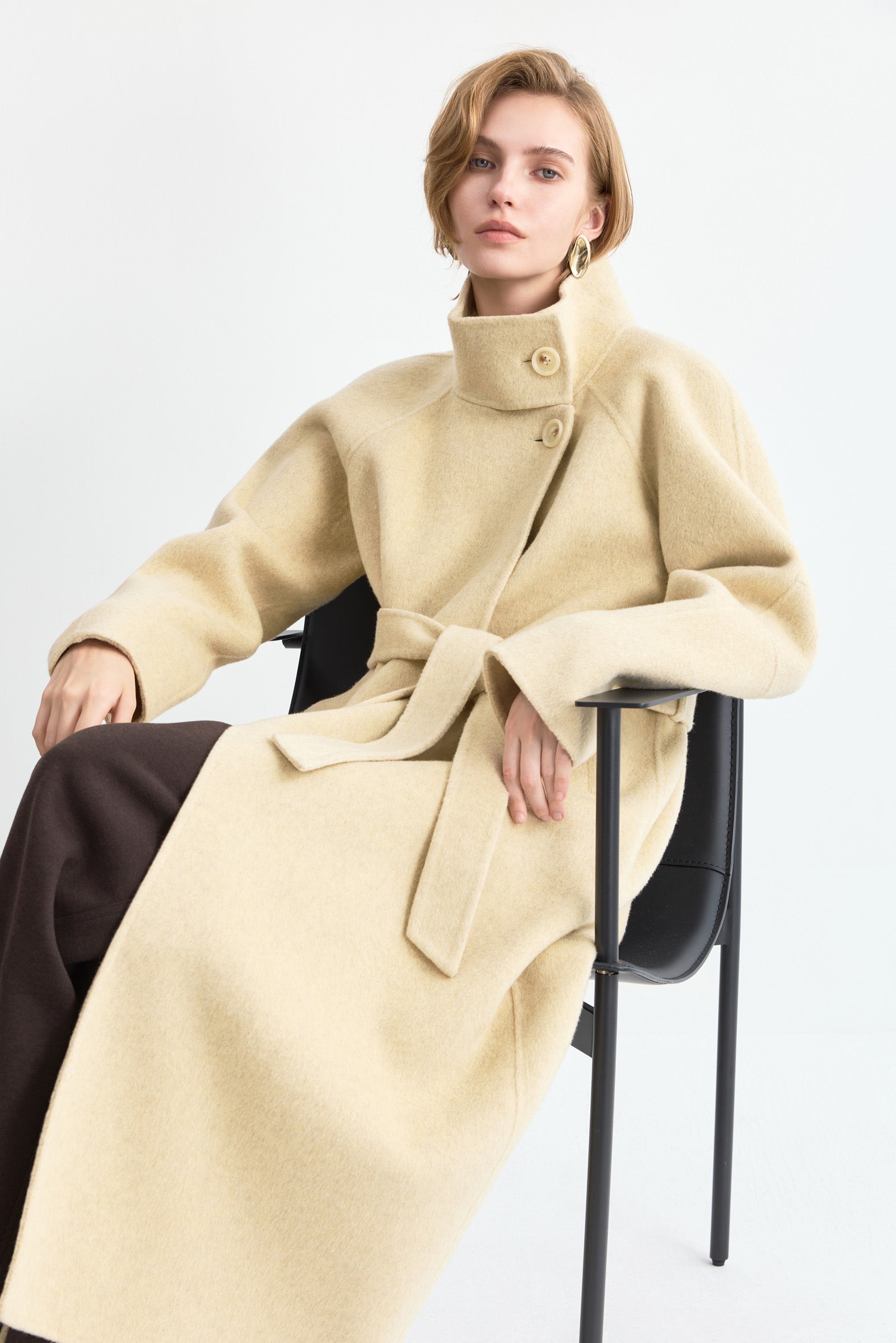 LILY Wool-Blend Funnel Neck Coat by LILY STUDIO