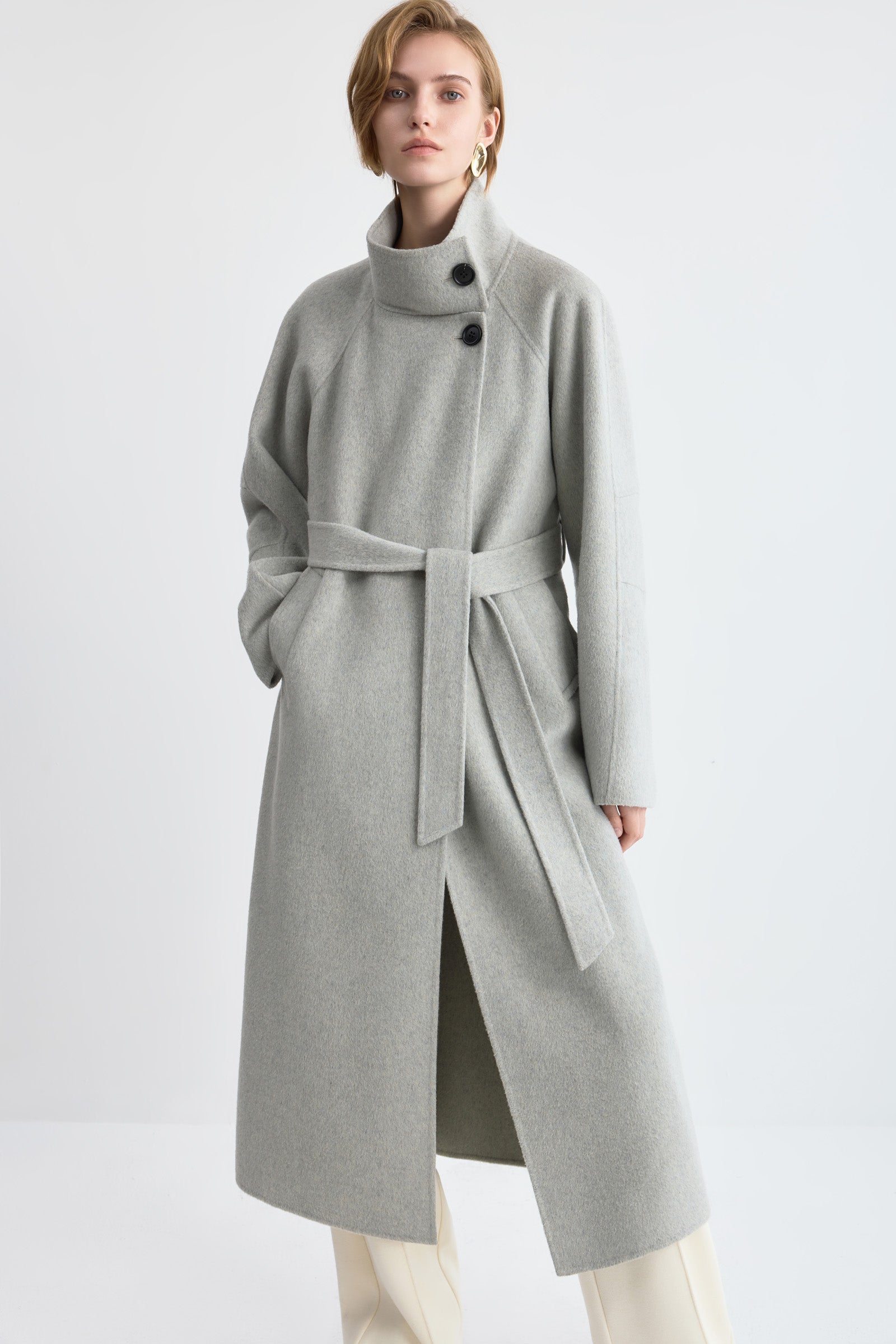 LILY Wool-Blend Funnel Neck Coat, view 2