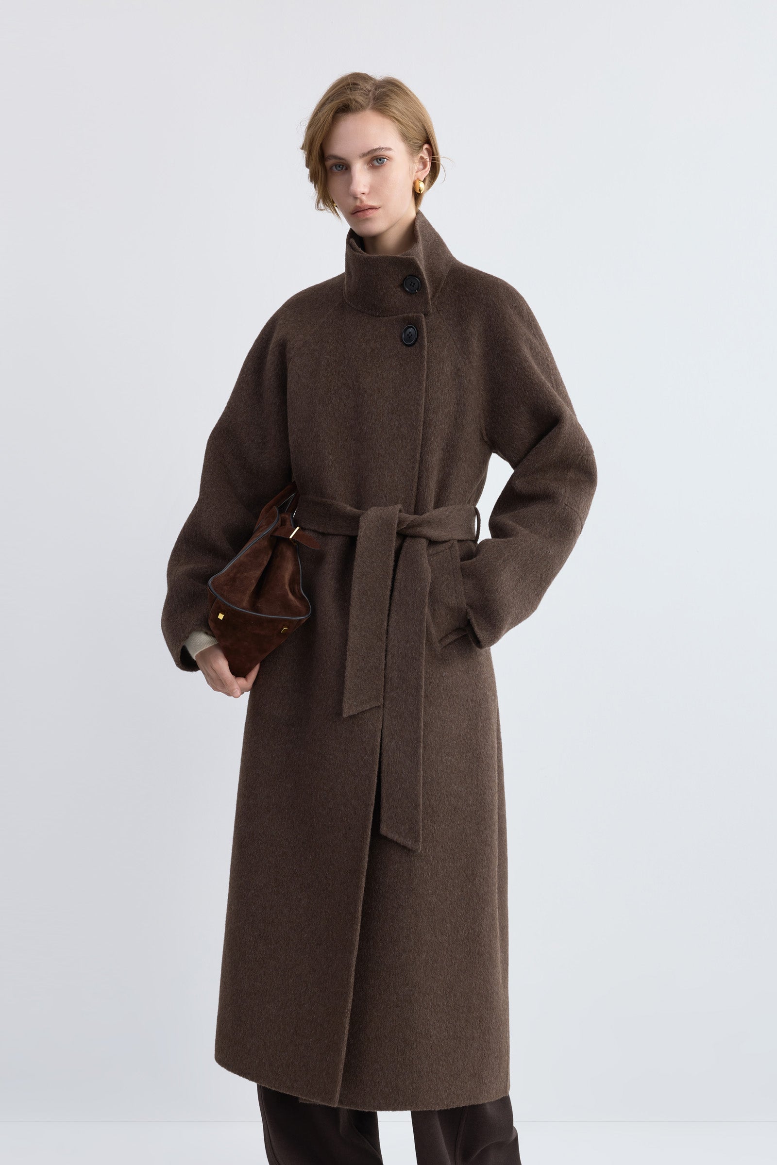 LILY Wool-Blend Funnel Neck Coat, view 3