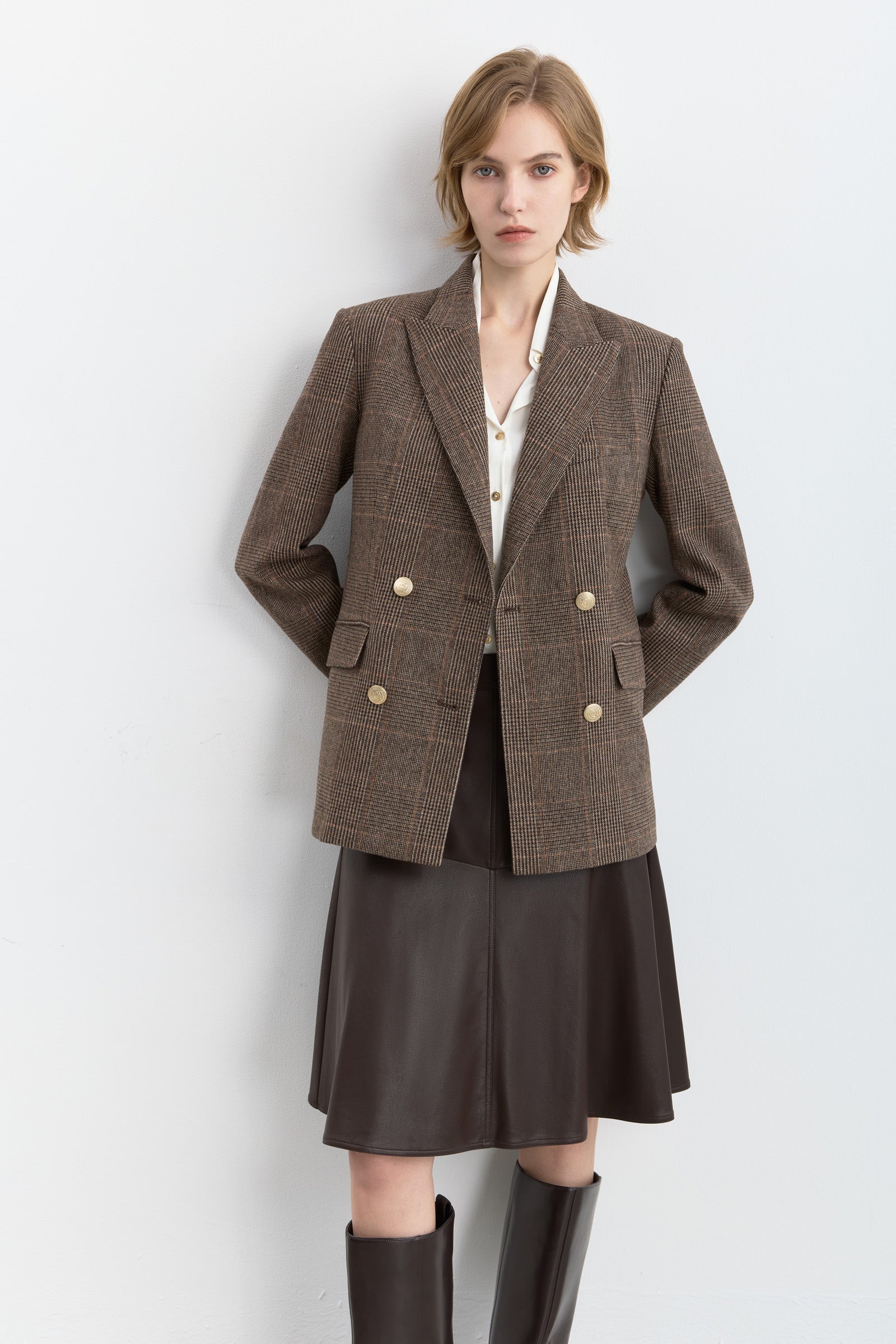 LILY Wool-Blend Houndstooth Blazer by LILY STUDIO