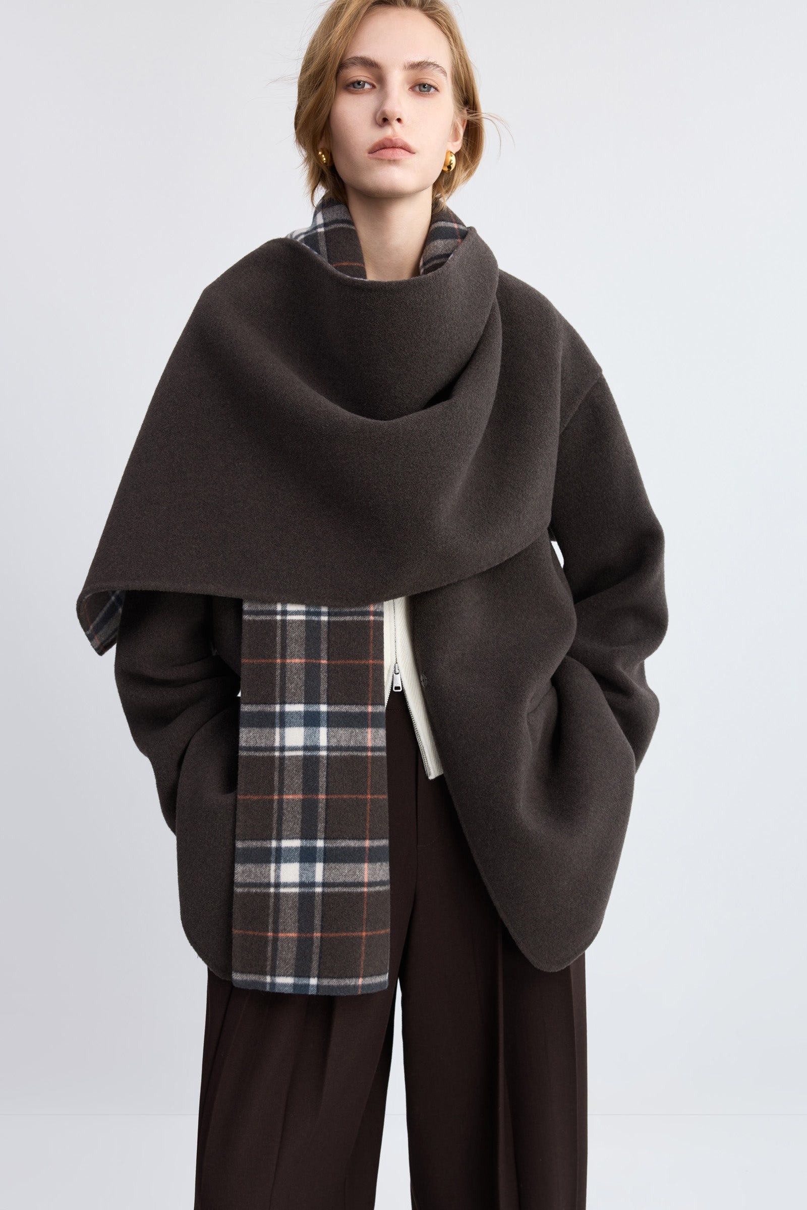 LILY Wool-Blend Scarf Collar Coat by LILY STUDIO