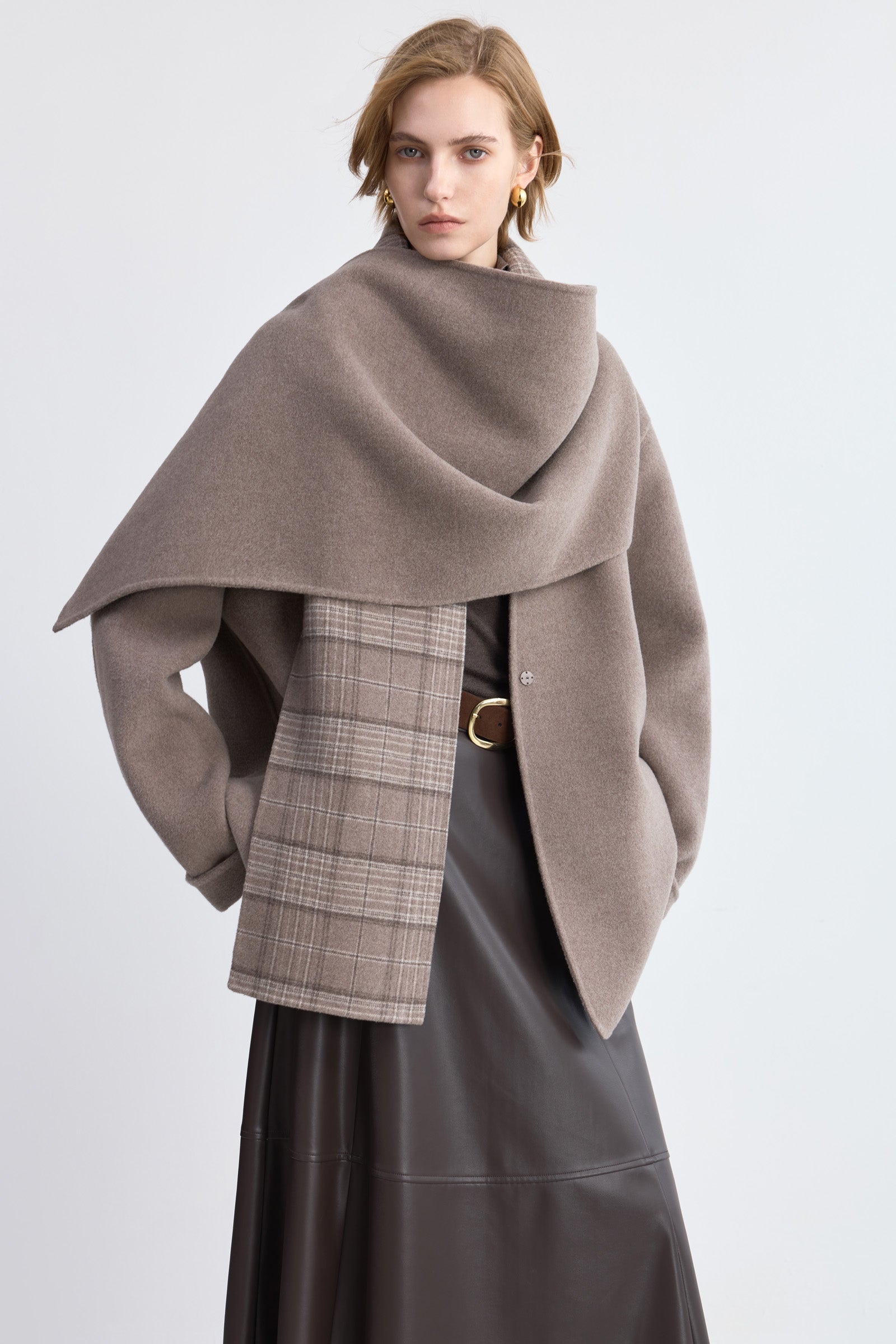 LILY Wool-Blend Scarf Collar Coat, view 2