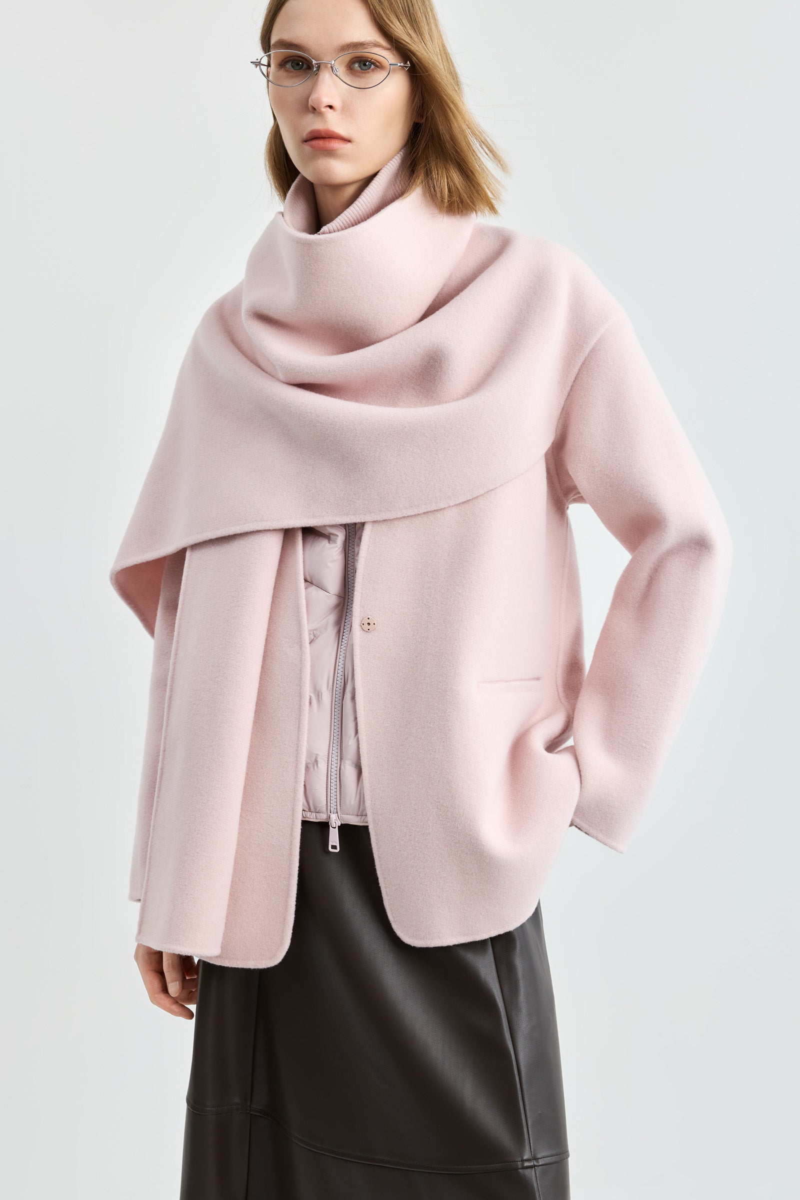LILY Wool-Blend Scarf Collar Coat, view 3