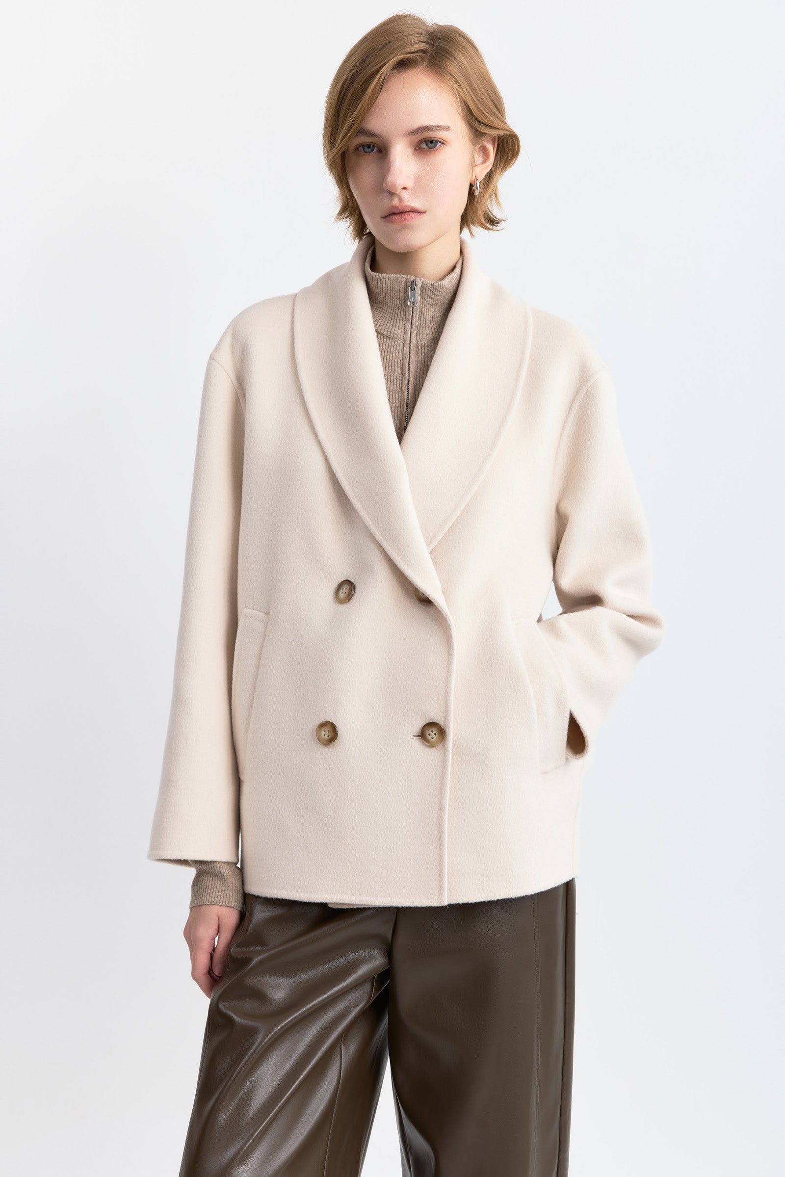 LILY Wool-Blend Shawl Collar Coat by LILY STUDIO