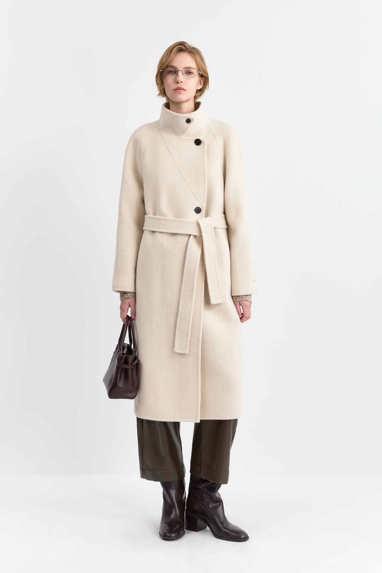 LILY Wool-Blend Stand Collar Coat by LILY STUDIO