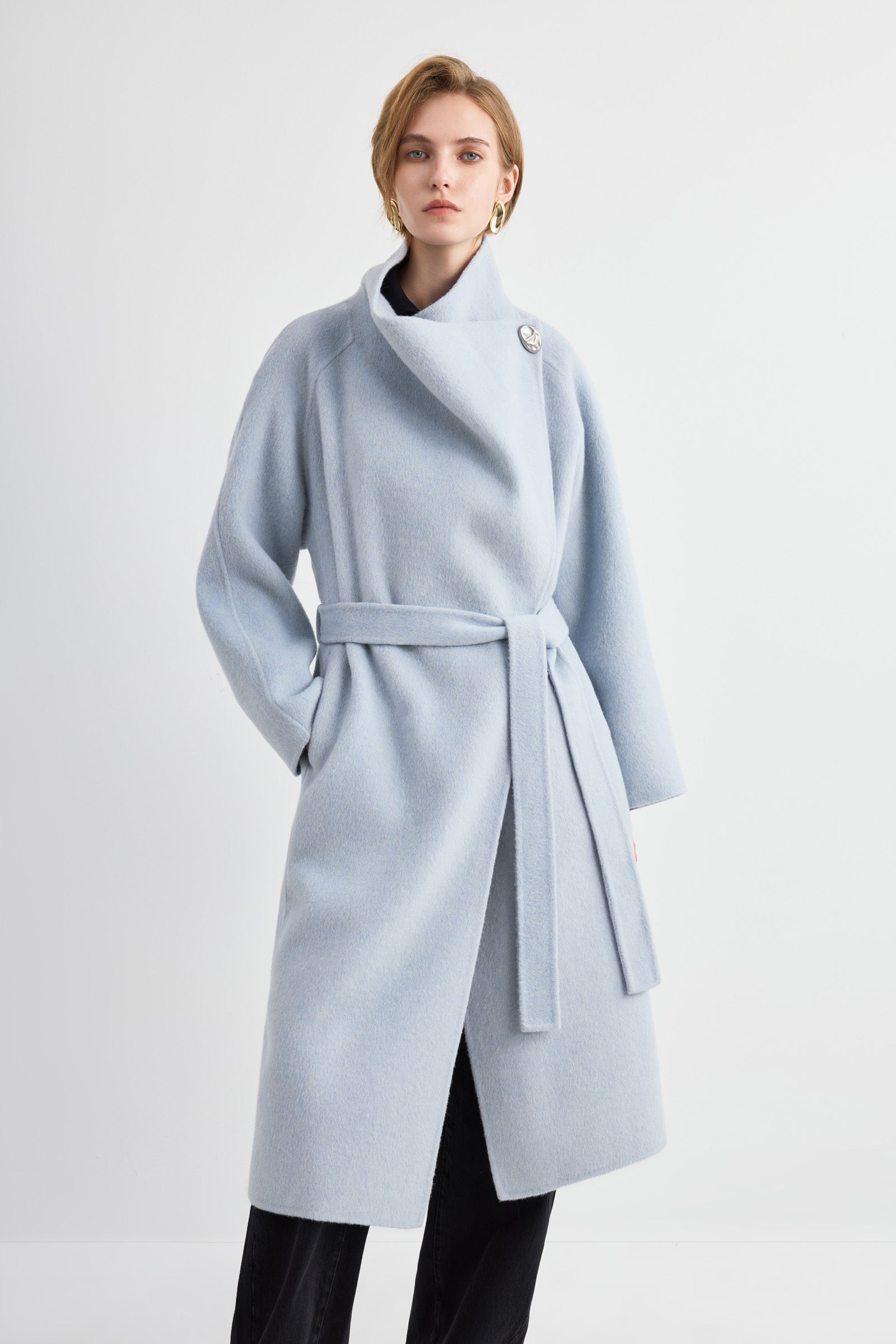 LILY Wool-Blend Waist-Defined Coat by LILY STUDIO