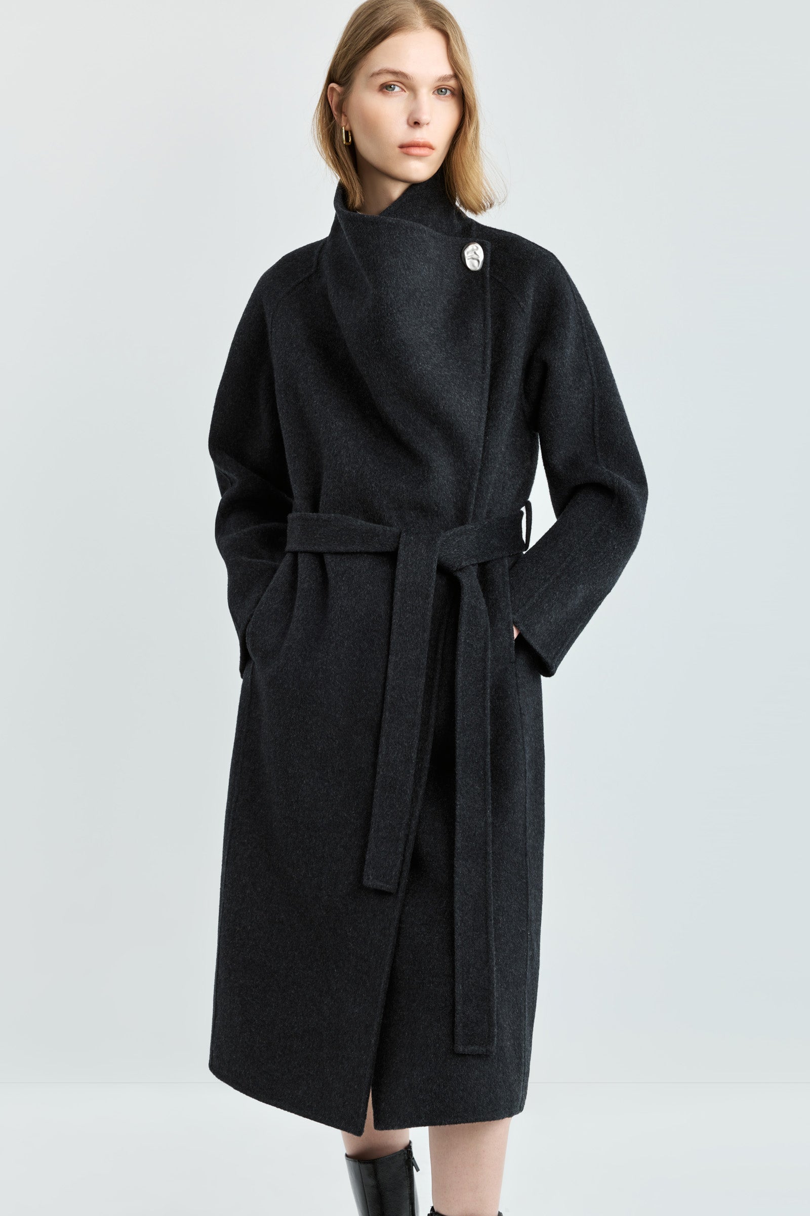 LILY Wool-Blend Waist-Defined Coat, view 2