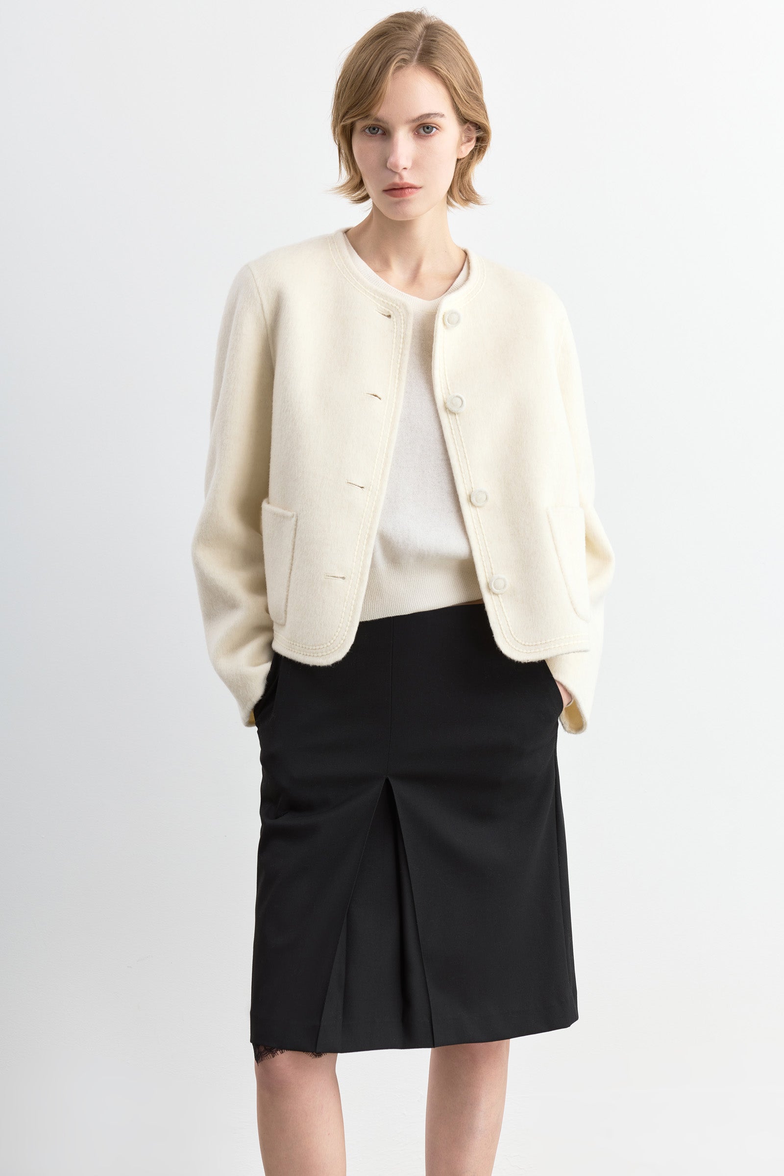 LILY Wool Double-Faced Short Coat by LILY STUDIO