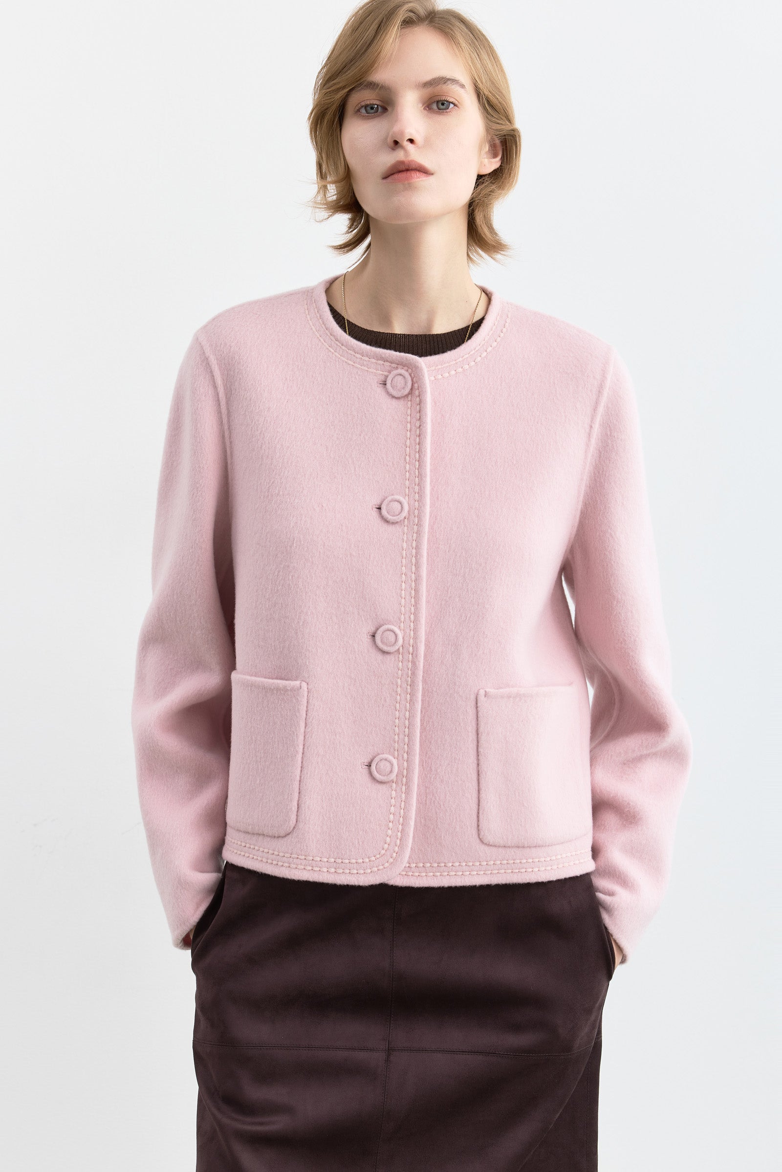 LILY Wool Double-Faced Short Coat, view 2