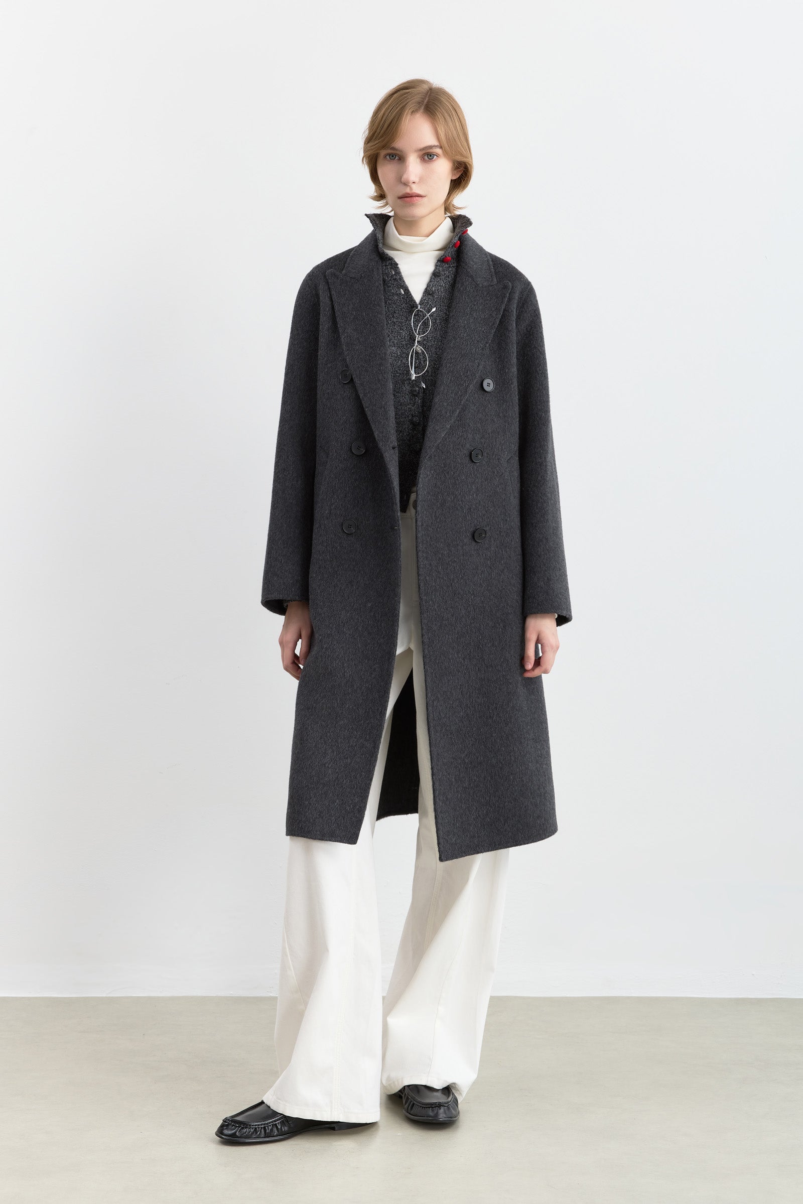 LILY 100% Wool Double-Faced Tailored Coat by LILY STUDIO