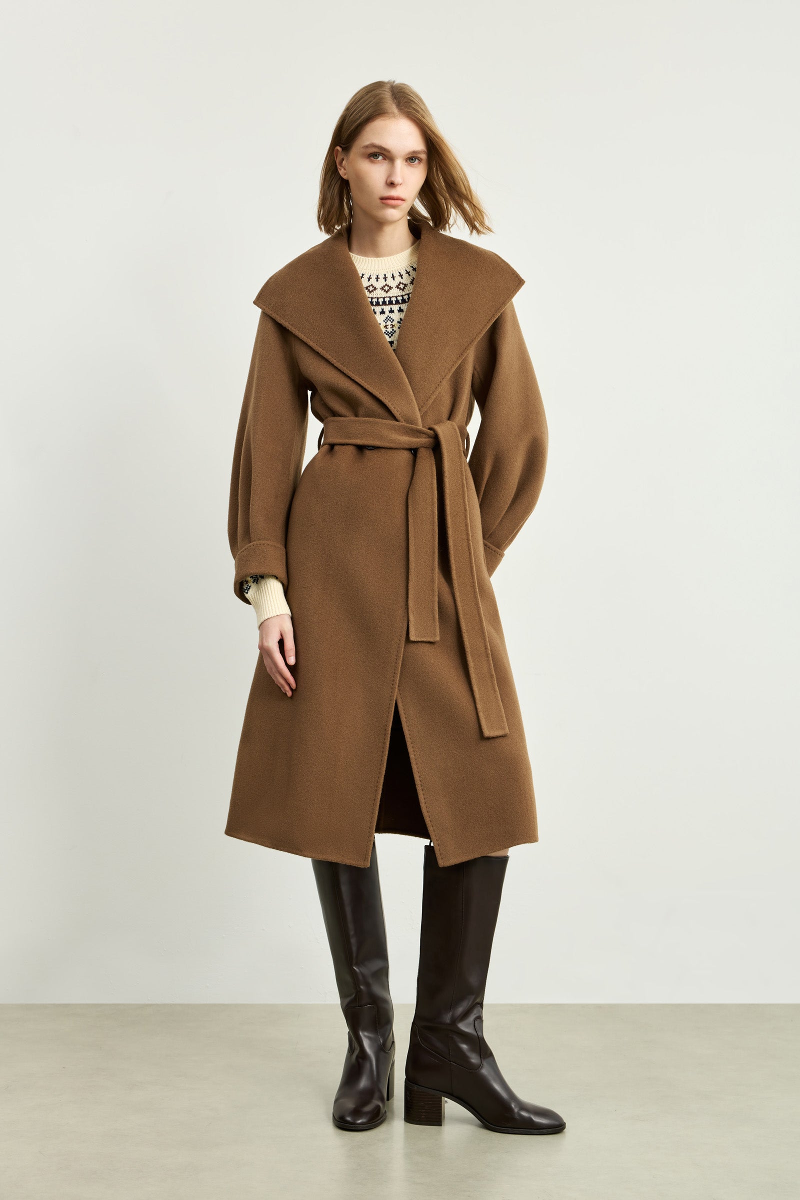 LILY Wool Long Waist-Defined Coat by LILY STUDIO