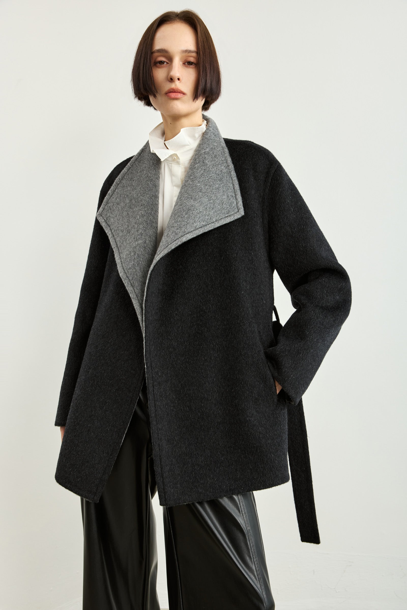 LILY Wool Oversized Waist-Defined Coat by LILY STUDIO