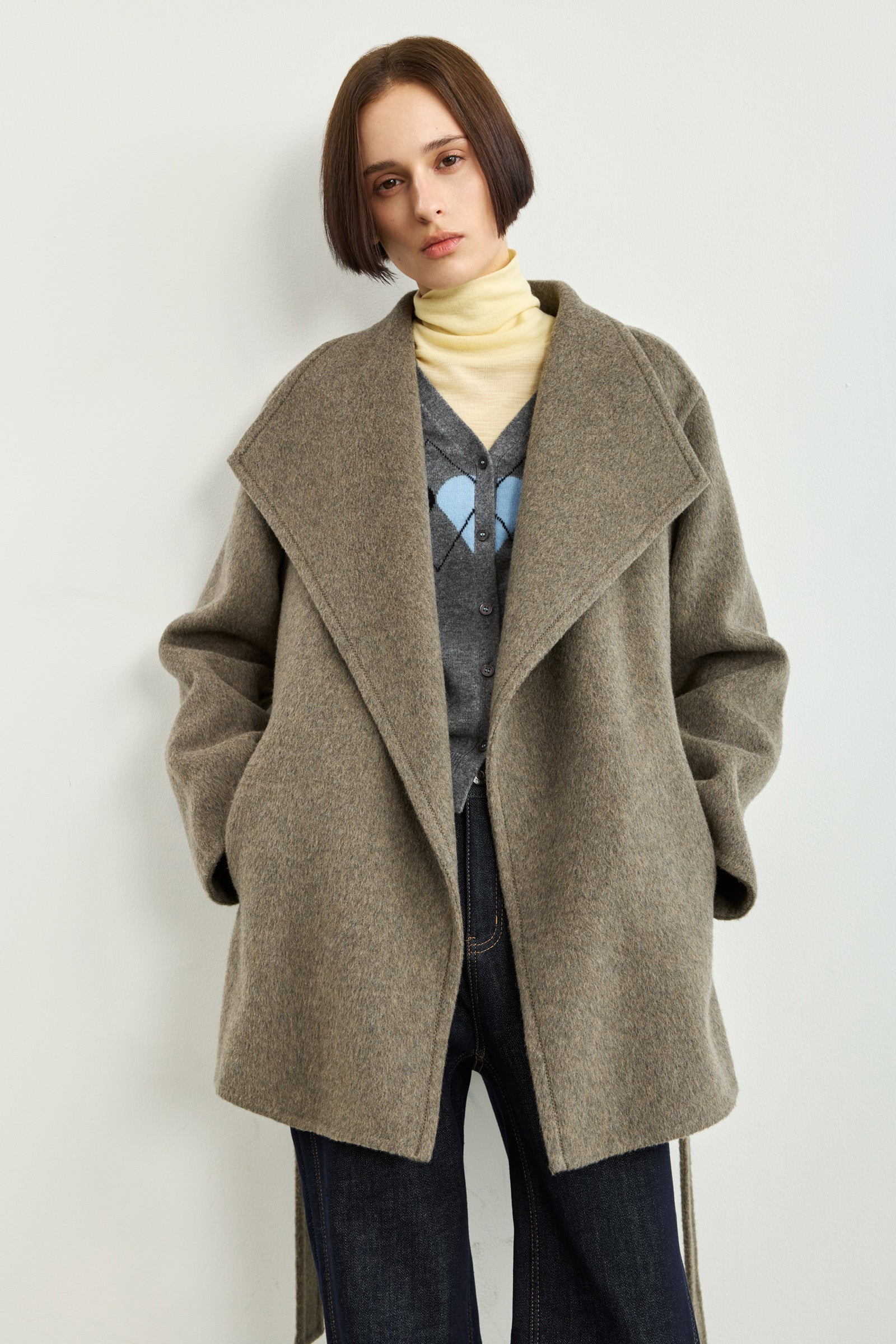 LILY Wool Oversized Waist-Defined Coat, view 2