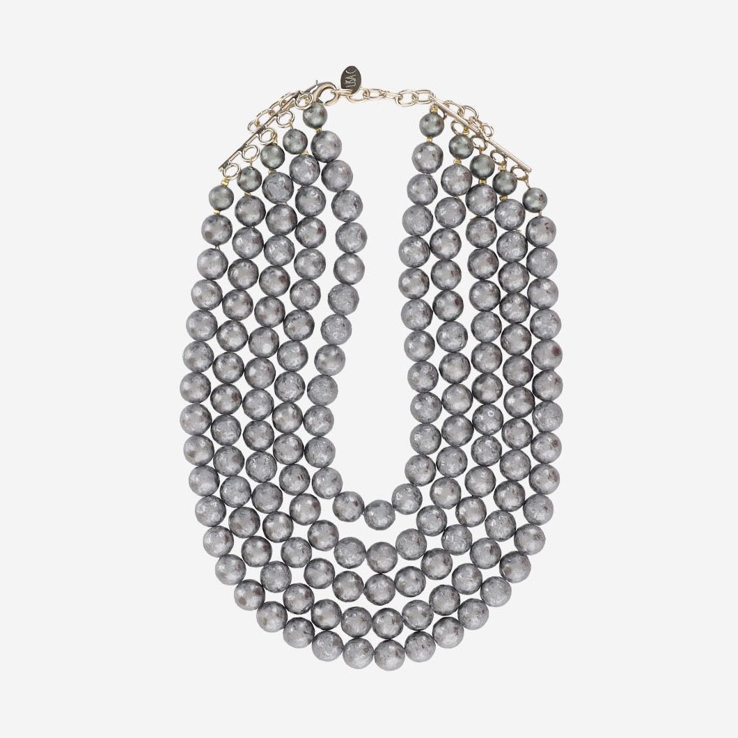 Lisa C Multistrand Pearl Bead Necklace — Gray by Lisa C