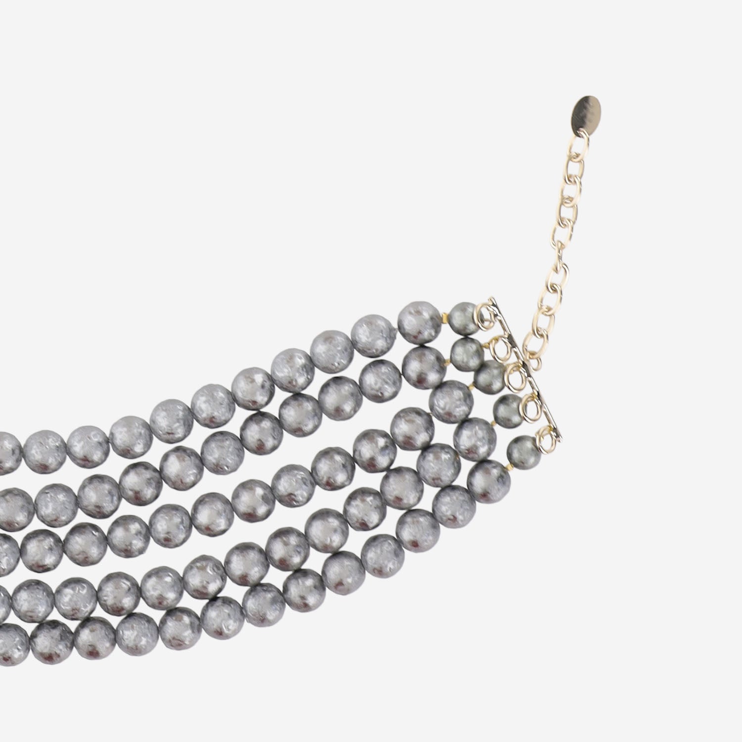 Lisa C Multistrand Pearl Bead Necklace — Gray, view 2