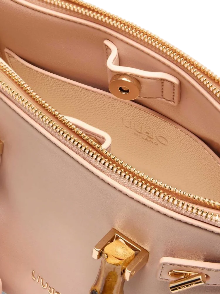 Liu Jo Bamboo-Handle Polyurethane Shoulder Bag — Pink, view 2