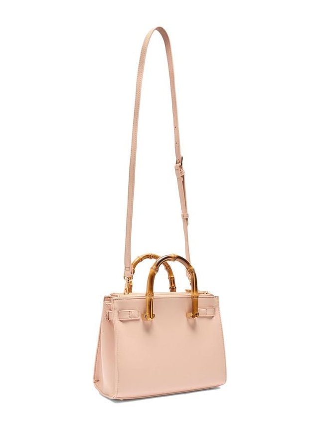 Liu Jo Bamboo-Handle Polyurethane Shoulder Bag — Pink, view 3