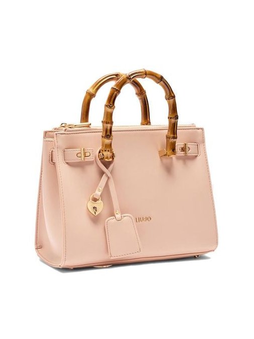 Liu Jo Bamboo-Handle Polyurethane Shoulder Bag — Pink, view 4
