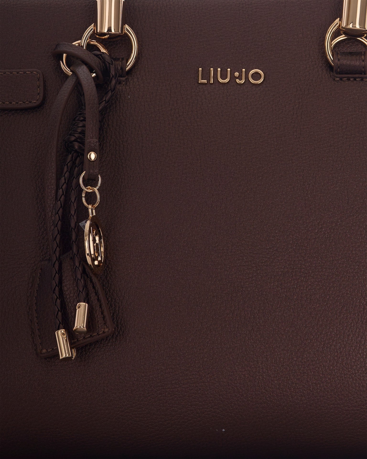 Liu Jo Braided Handle Structured Tote Bag — Brown, view 3