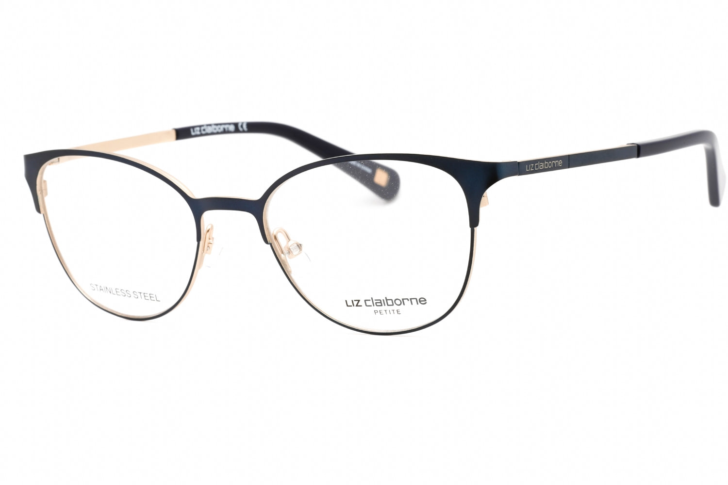 Liz Claiborne L445 Round Metal Frame Eyeglasses — Navy by Liz Claiborne