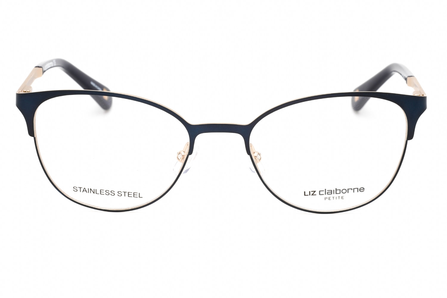 Liz Claiborne L445 Round Metal Frame Eyeglasses — Navy, view 2