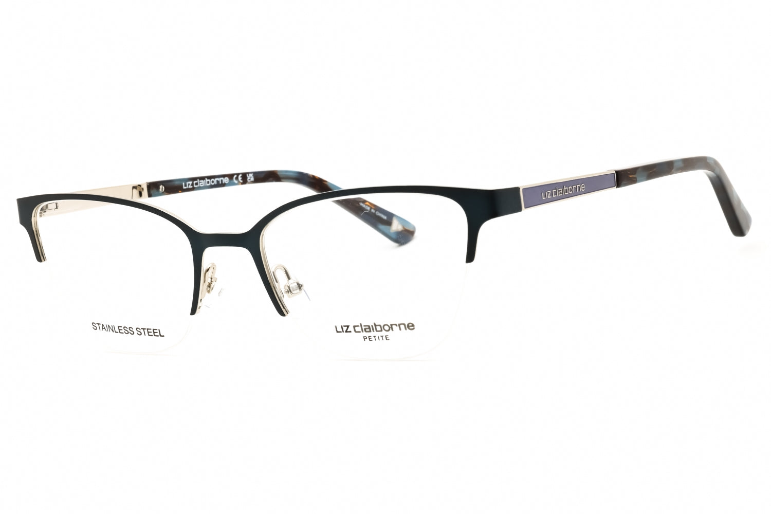 Liz Claiborne L472 Cat Eye Metal Frame Eyeglasses — Blue by Liz Claiborne