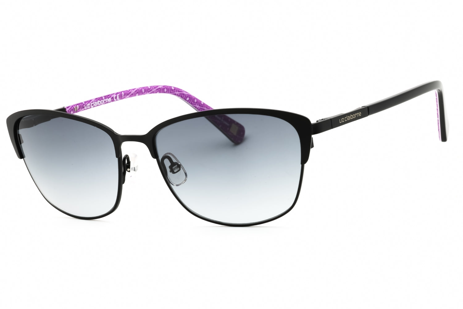 Liz Claiborne L573S Cat Eye Metal Sunglasses — Black by Liz Claiborne