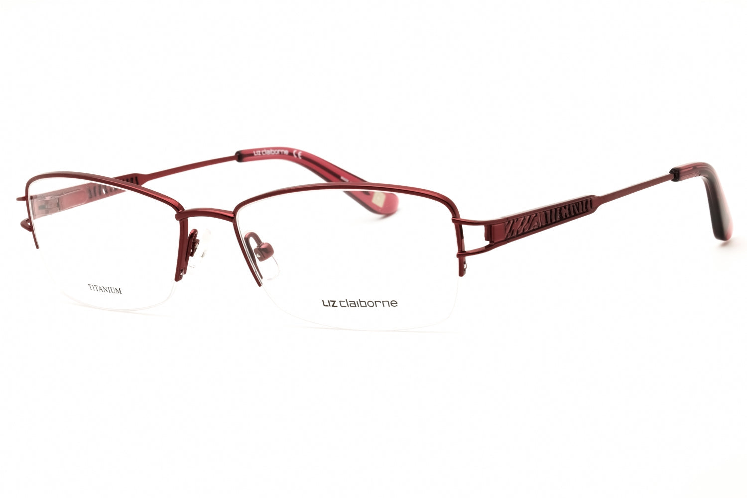 Liz Claiborne L668T Titanium Rectangular Eyeglasses — Burgundy by Liz Claiborne
