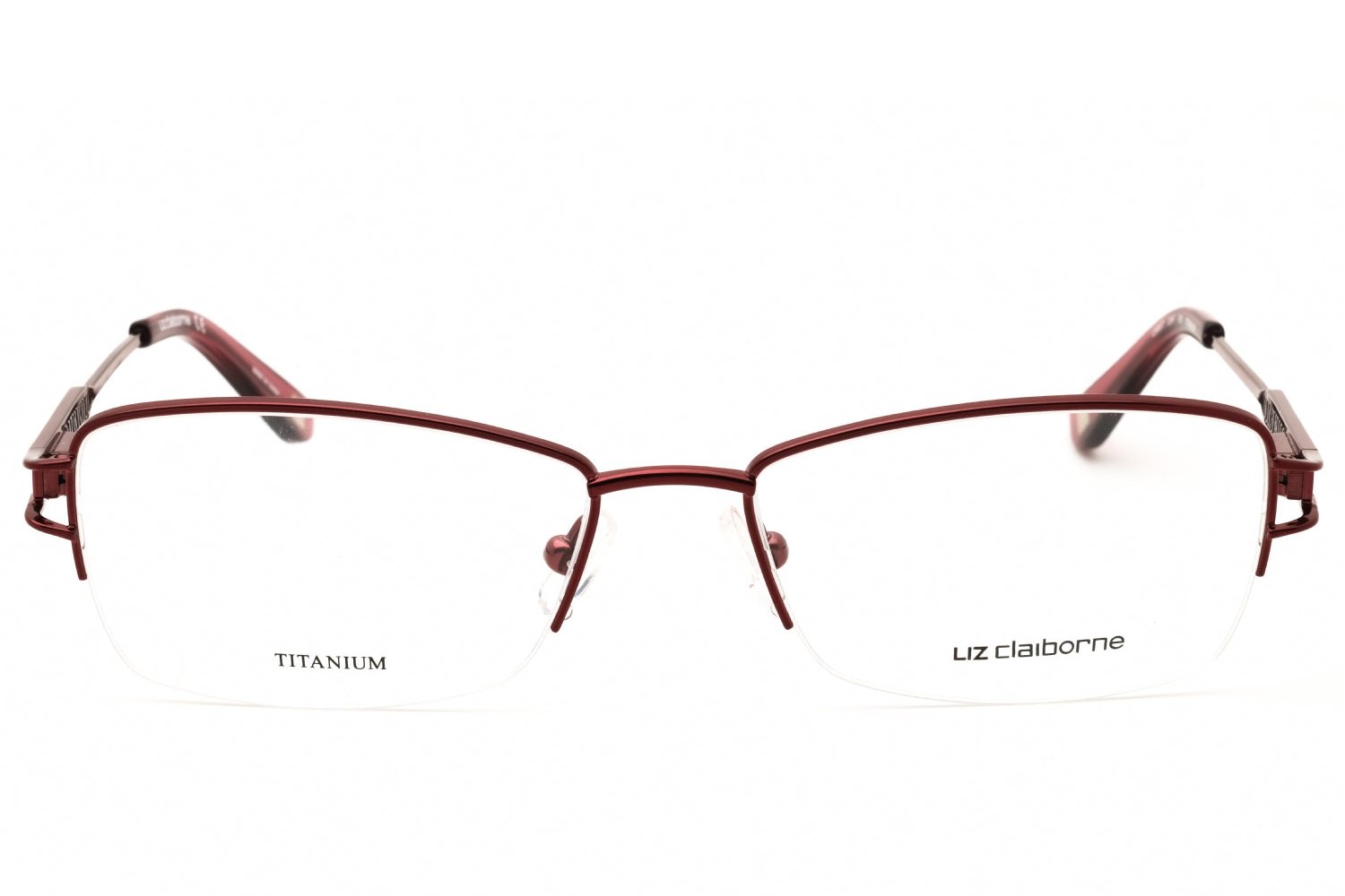 Liz Claiborne L668T Titanium Rectangular Eyeglasses — Burgundy, view 2