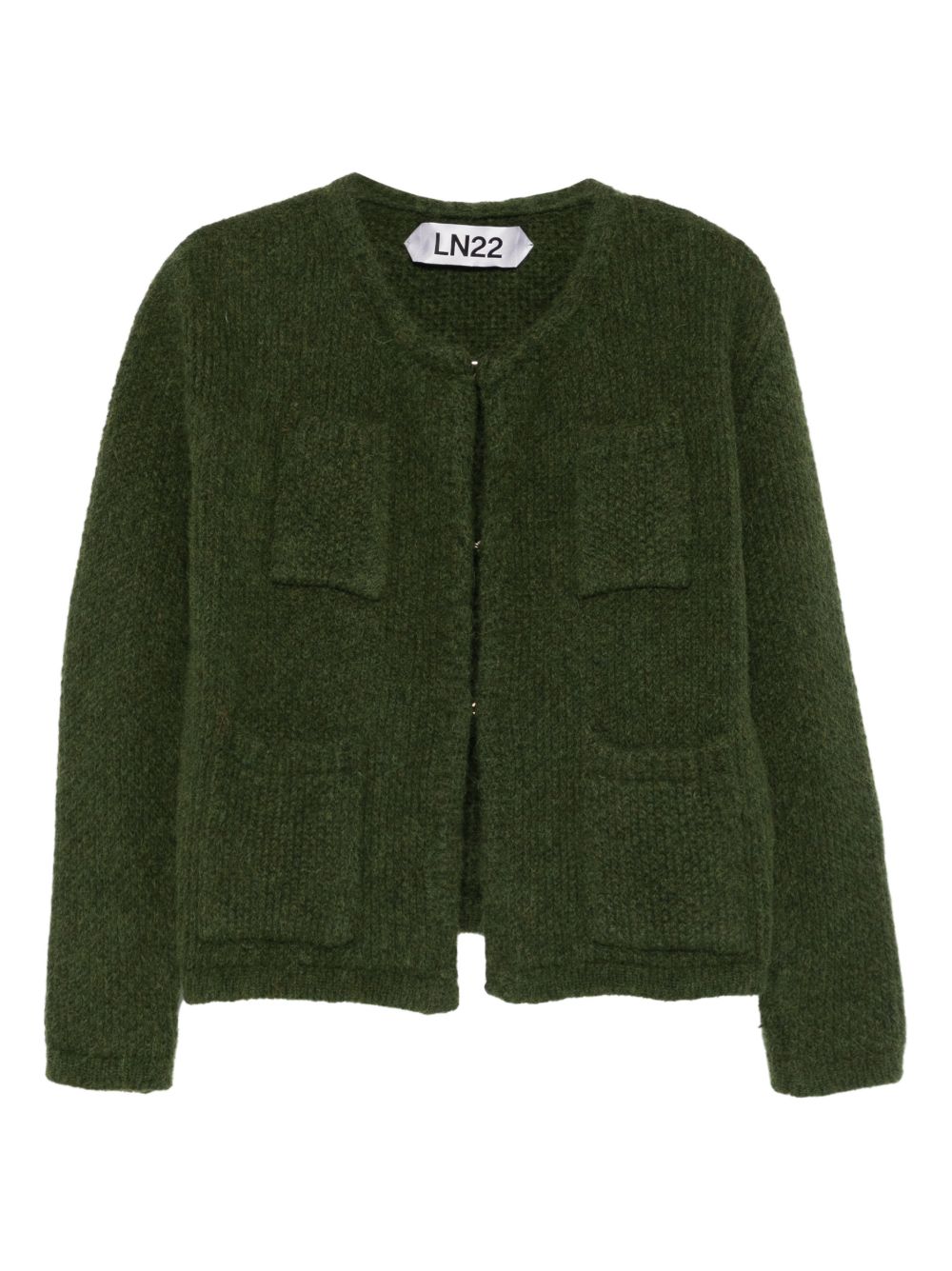 LN22 Knit Button-Front Cardigan — Green by LN22