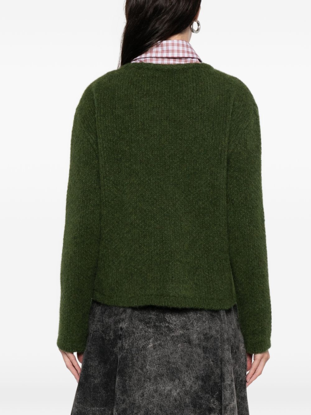 LN22 Knit Button-Front Cardigan — Green, view 2