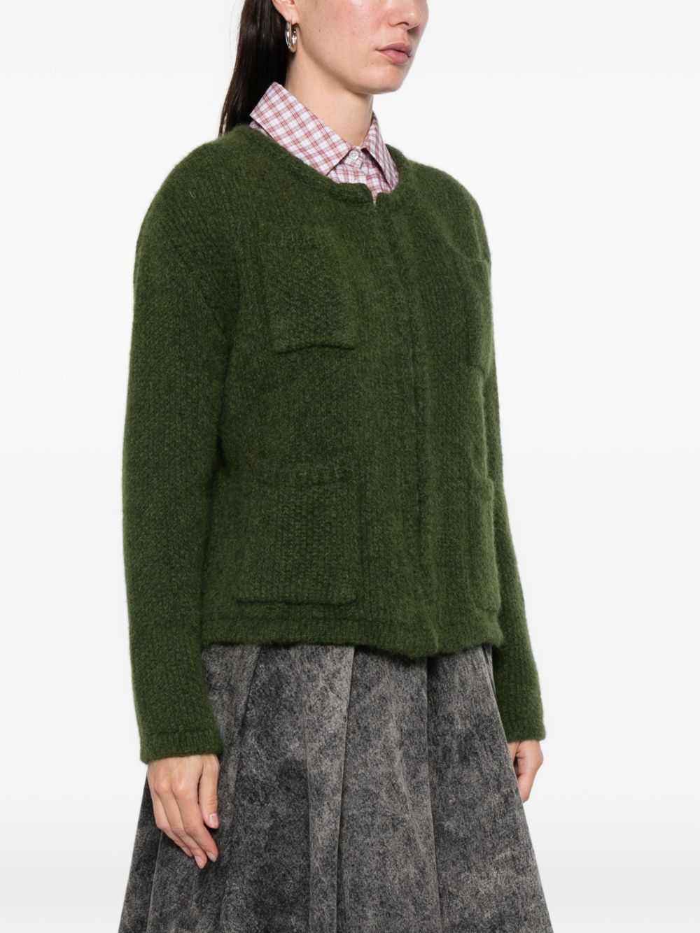 LN22 Knit Button-Front Cardigan — Green, view 3