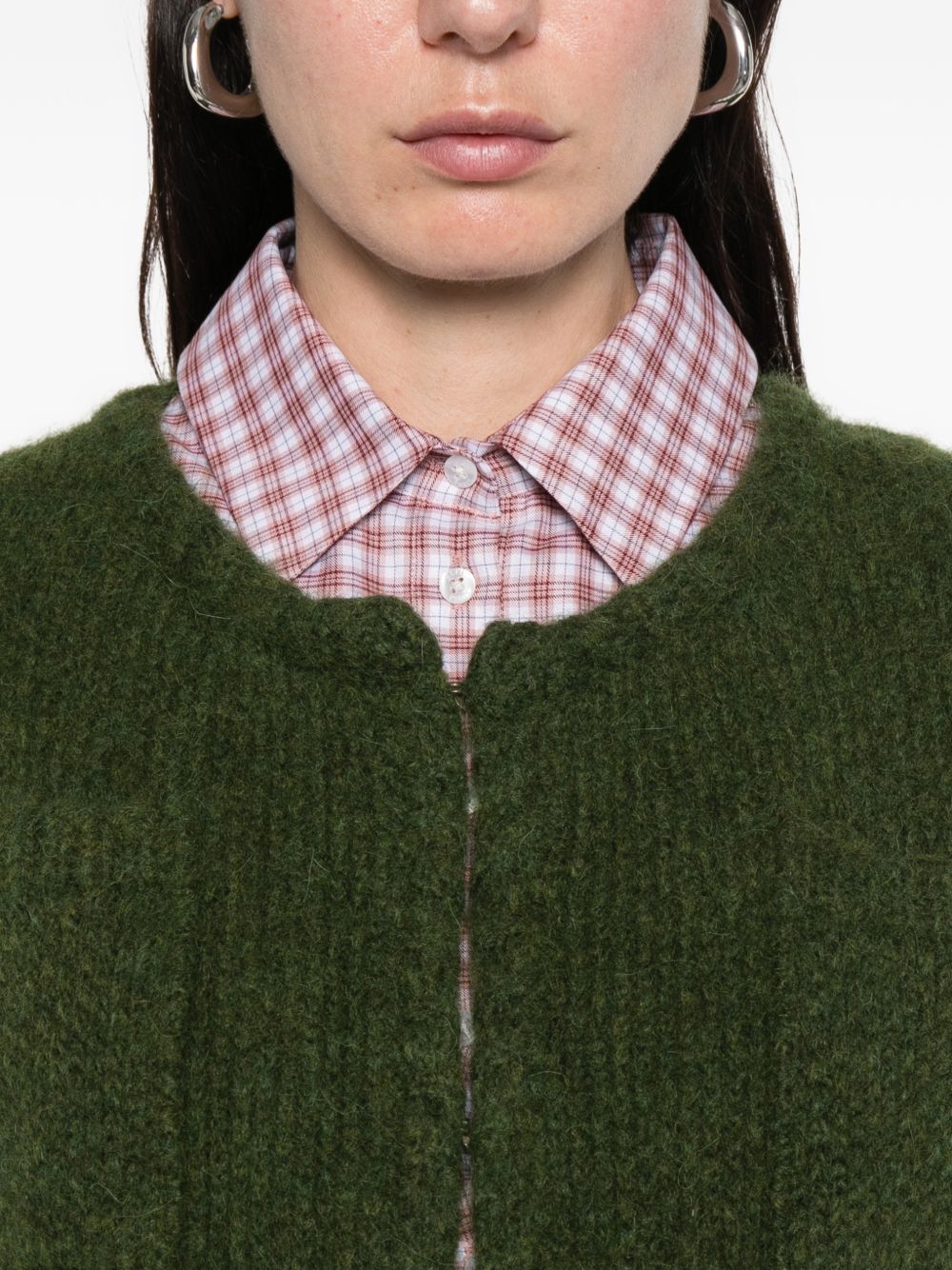 LN22 Knit Button-Front Cardigan — Green, view 4