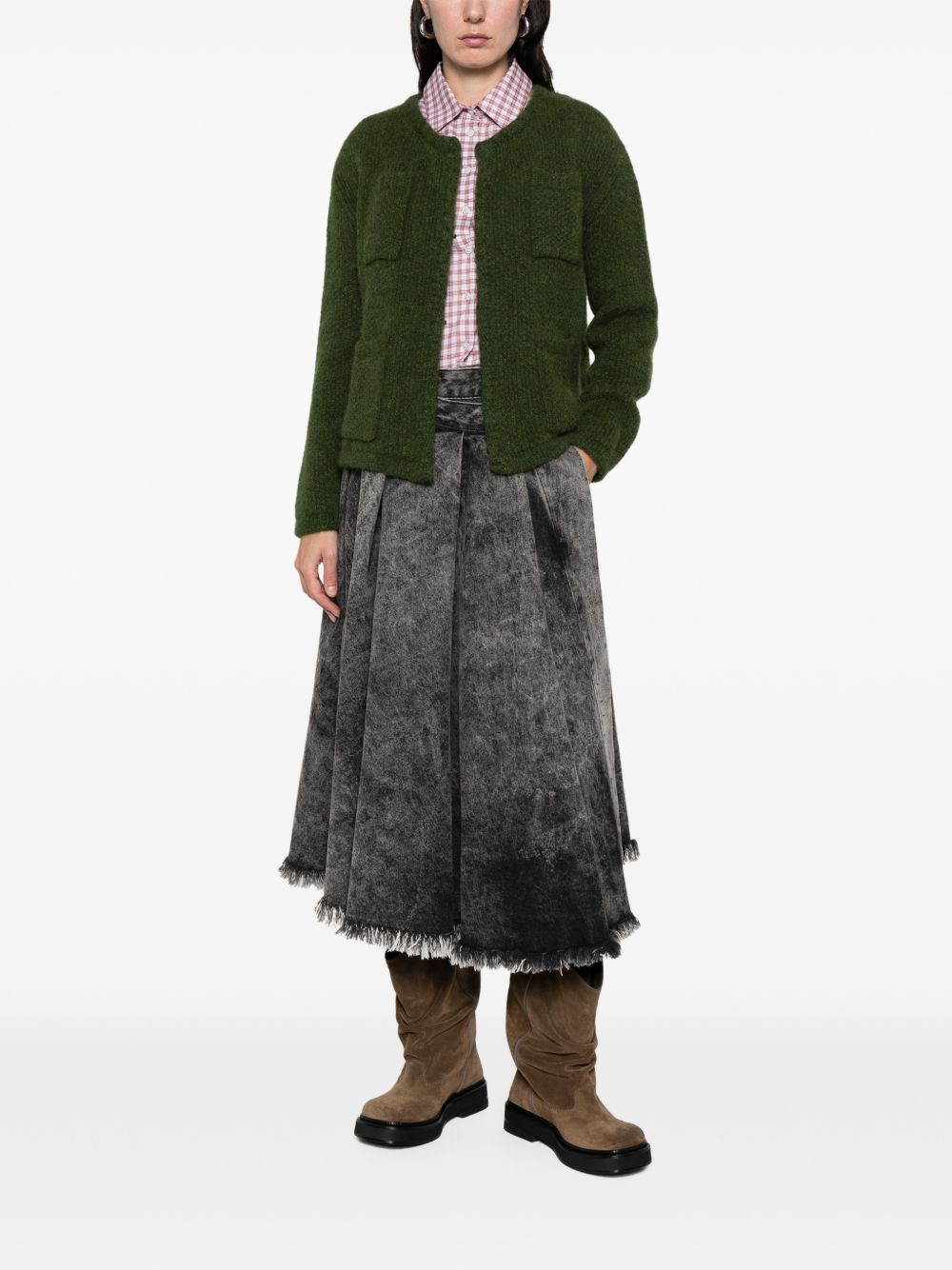 LN22 Knit Button-Front Cardigan — Green, view 5