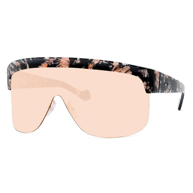 Loewe LW40034U55S Shield Semi Rim Sunglasses — Brown by Loewe