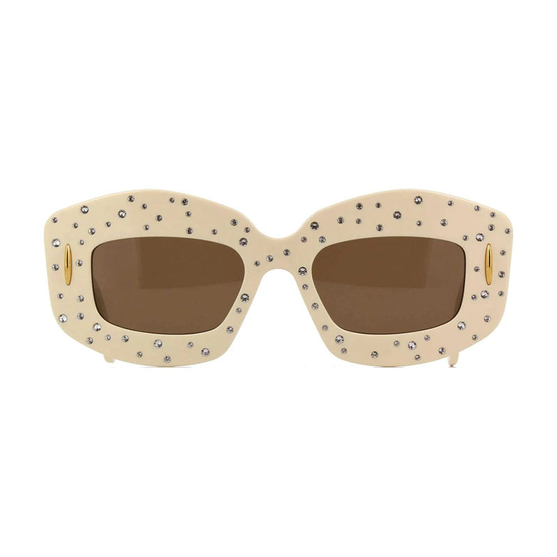 Loewe LW4114IS25E Crystal-Embellished Sunglasses — Beige by Loewe