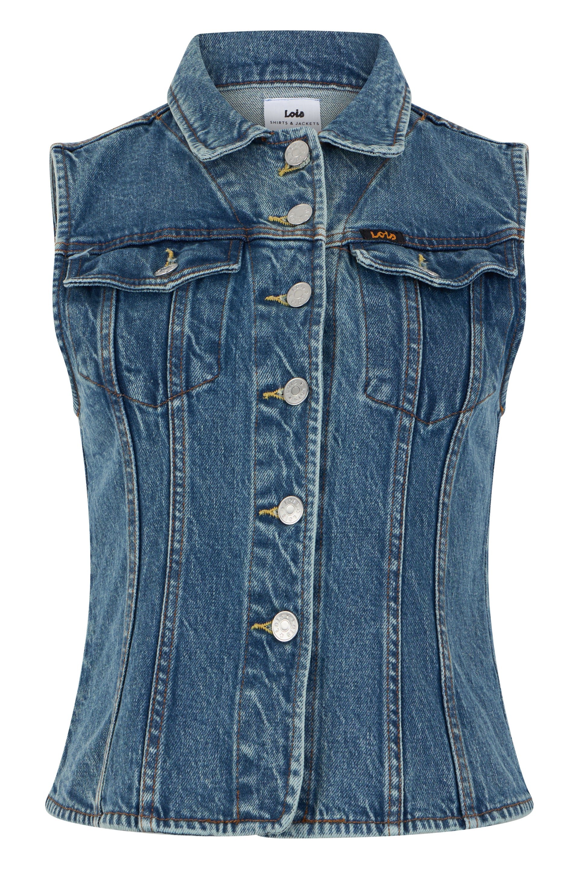 Lois Jeans Stone Vintage Denim Gilet — Blue by Lois Jeans