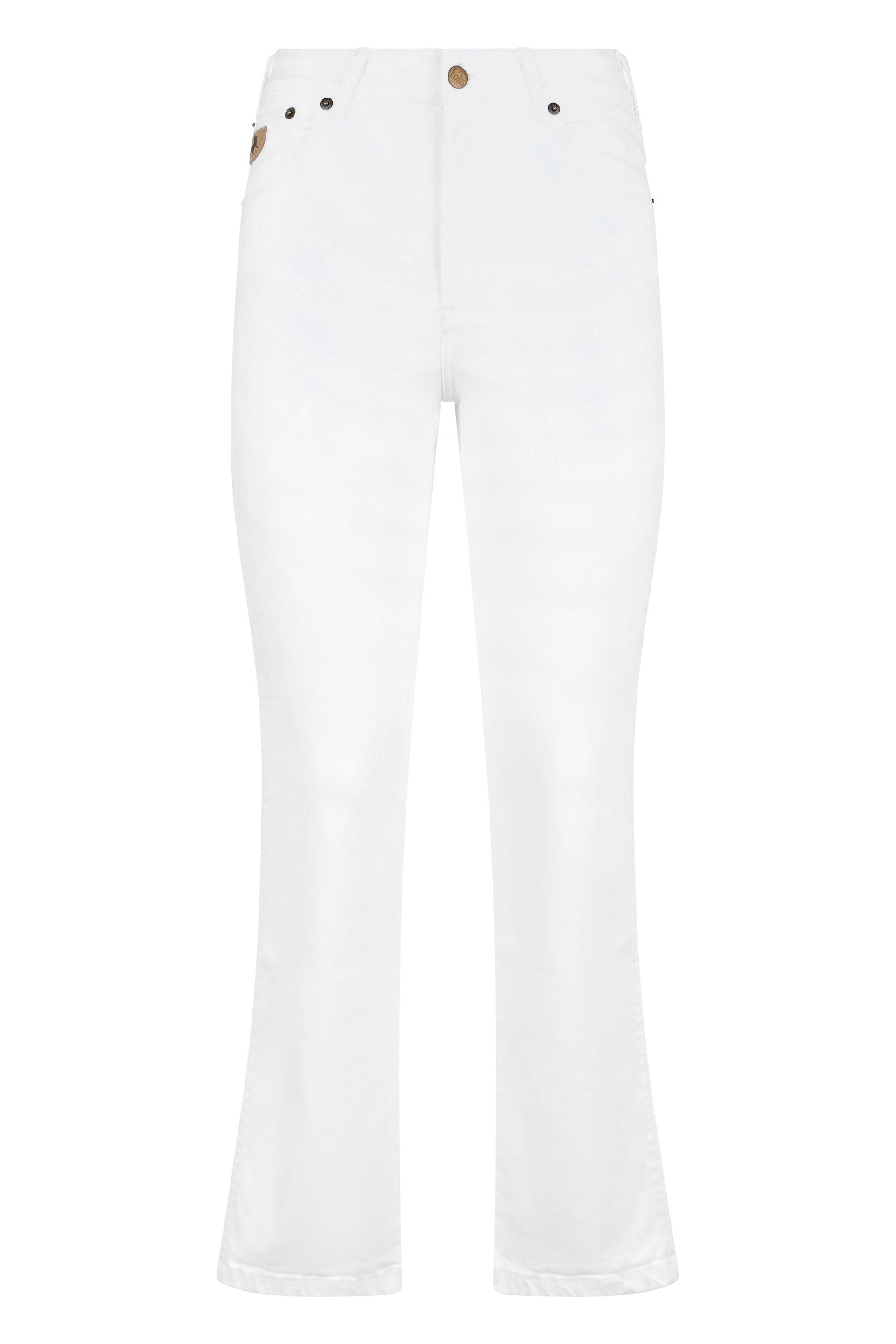 Lois Jeans Cropped Flared Denim Jeans — White by Lois Jeans