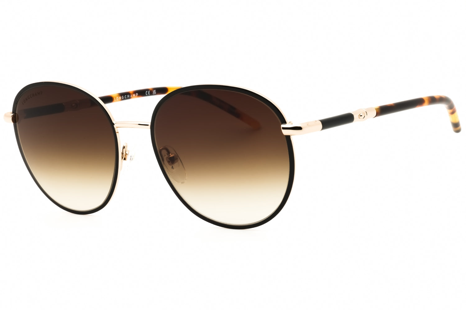 Longchamp LO171S Round Metal Frame Sunglasses — Black by Longchamp