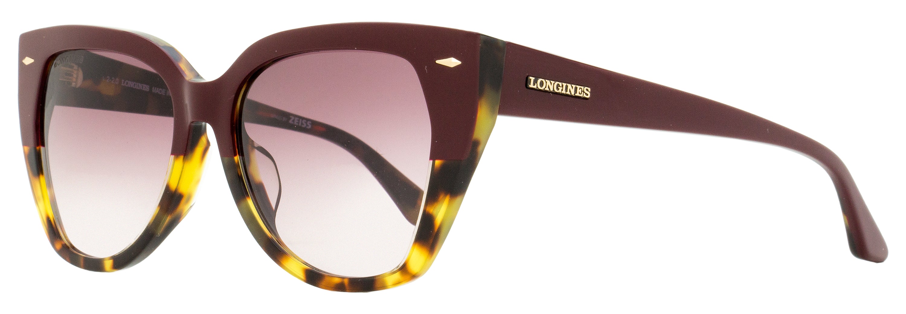 Longines LG0016H Butterfly Acetate Sunglasses — Burgundy, view 2