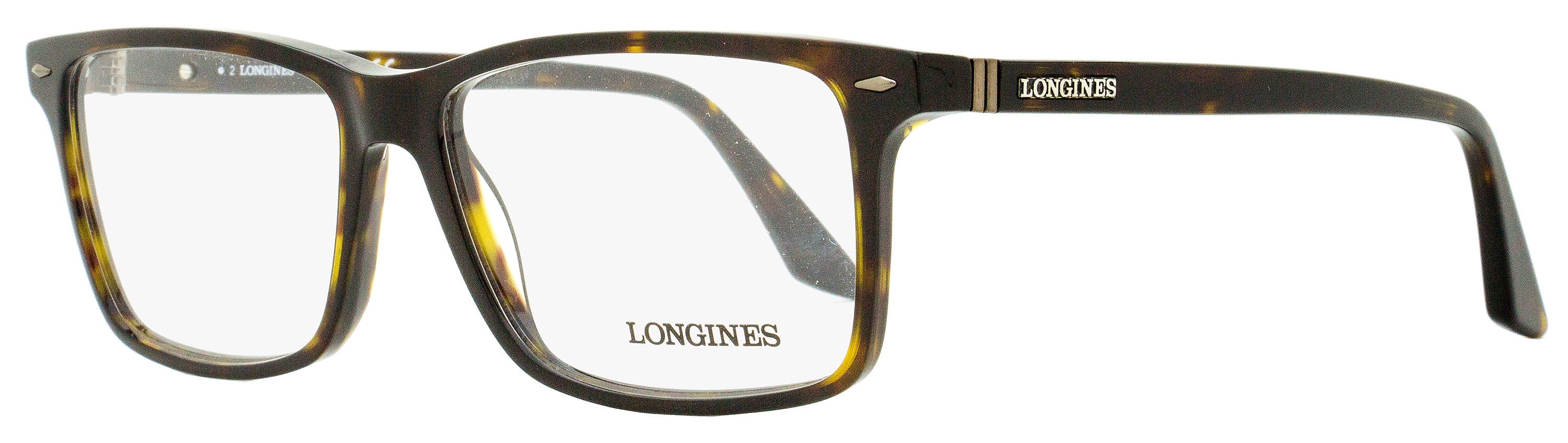 Longines LG5032 Rectangular Acetate Eyeglasses — Dark Havana, view 2