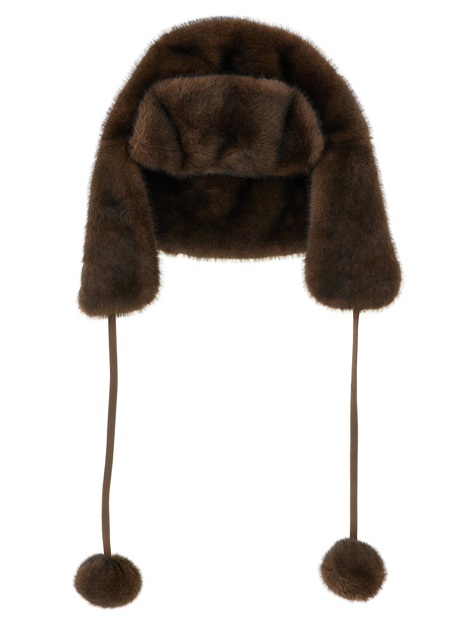 Lou Andrea Mink Fur-Effect Aviator Hat — Brown by Lou Andrea