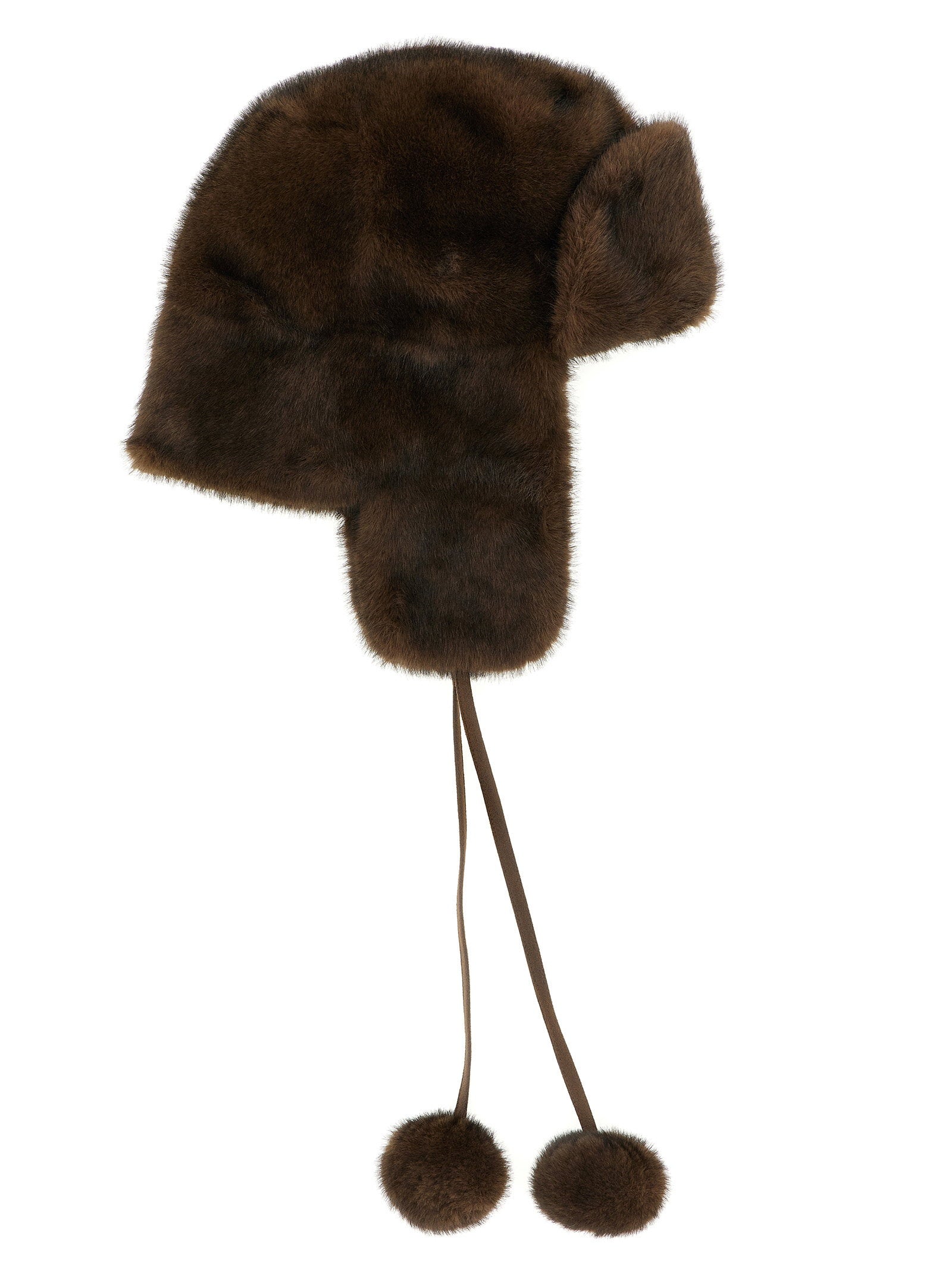Lou Andrea Mink Fur-Effect Aviator Hat — Brown, view 2