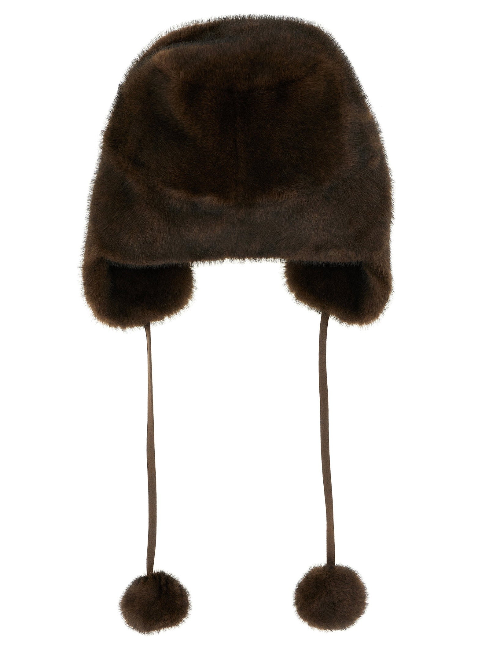 Lou Andrea Mink Fur-Effect Aviator Hat — Brown, view 3