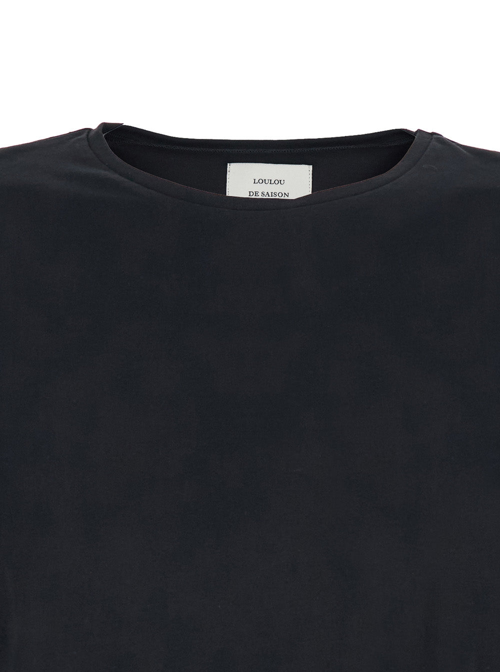 Loulou De Saison Cotton Crew Neck T-Shirt — Black, view 3