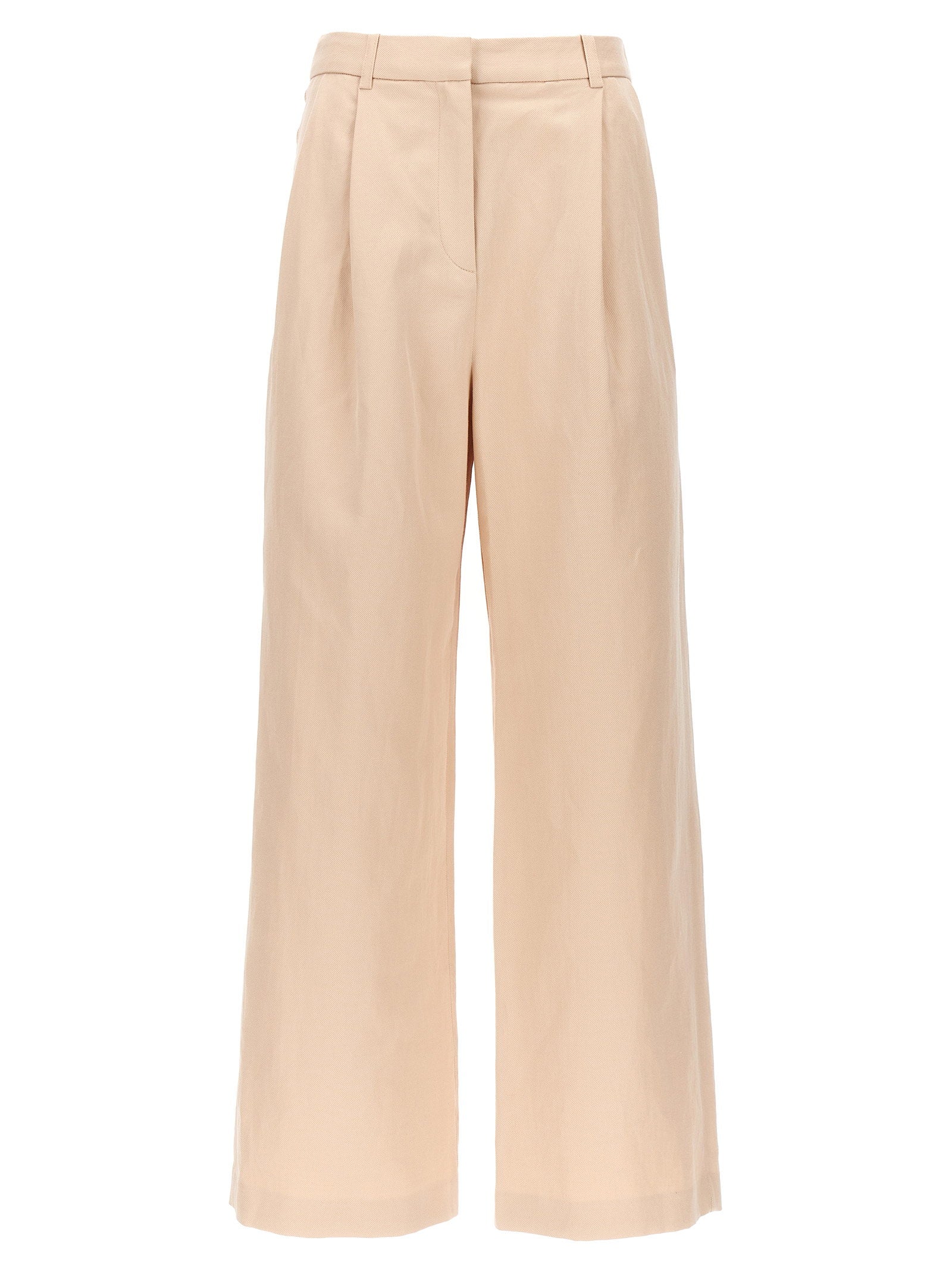 Loulou De Saison Cotton-Linen Blend Trousers — Beige by Loulou De Saison